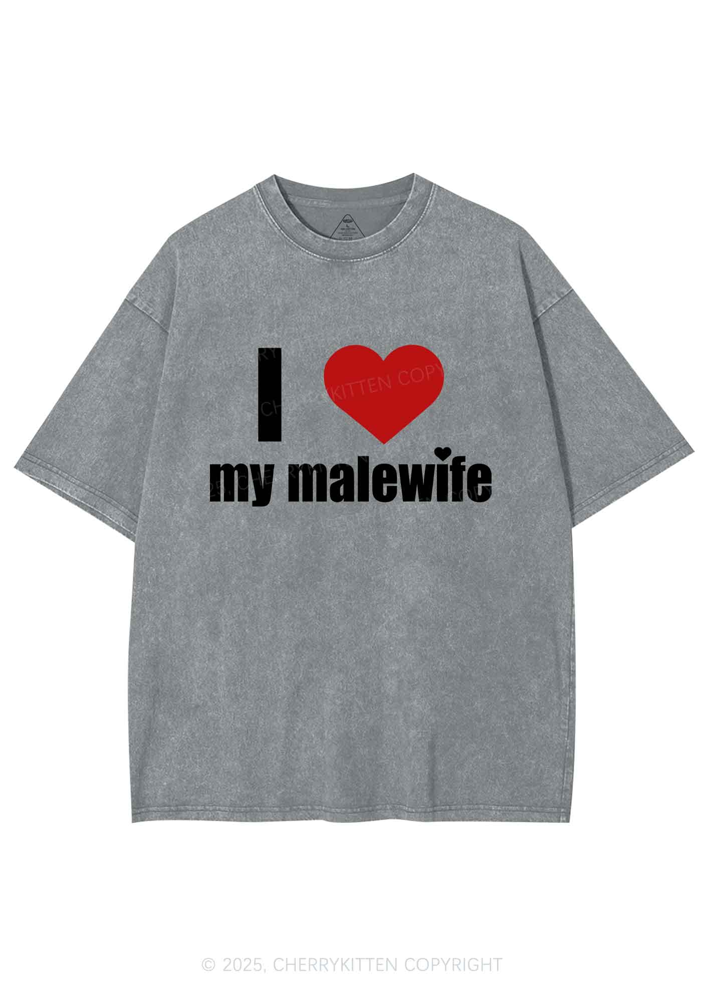 I Love My Malewife Pride Y2K Shirts Washed Tee Cherrykitten - Image 7