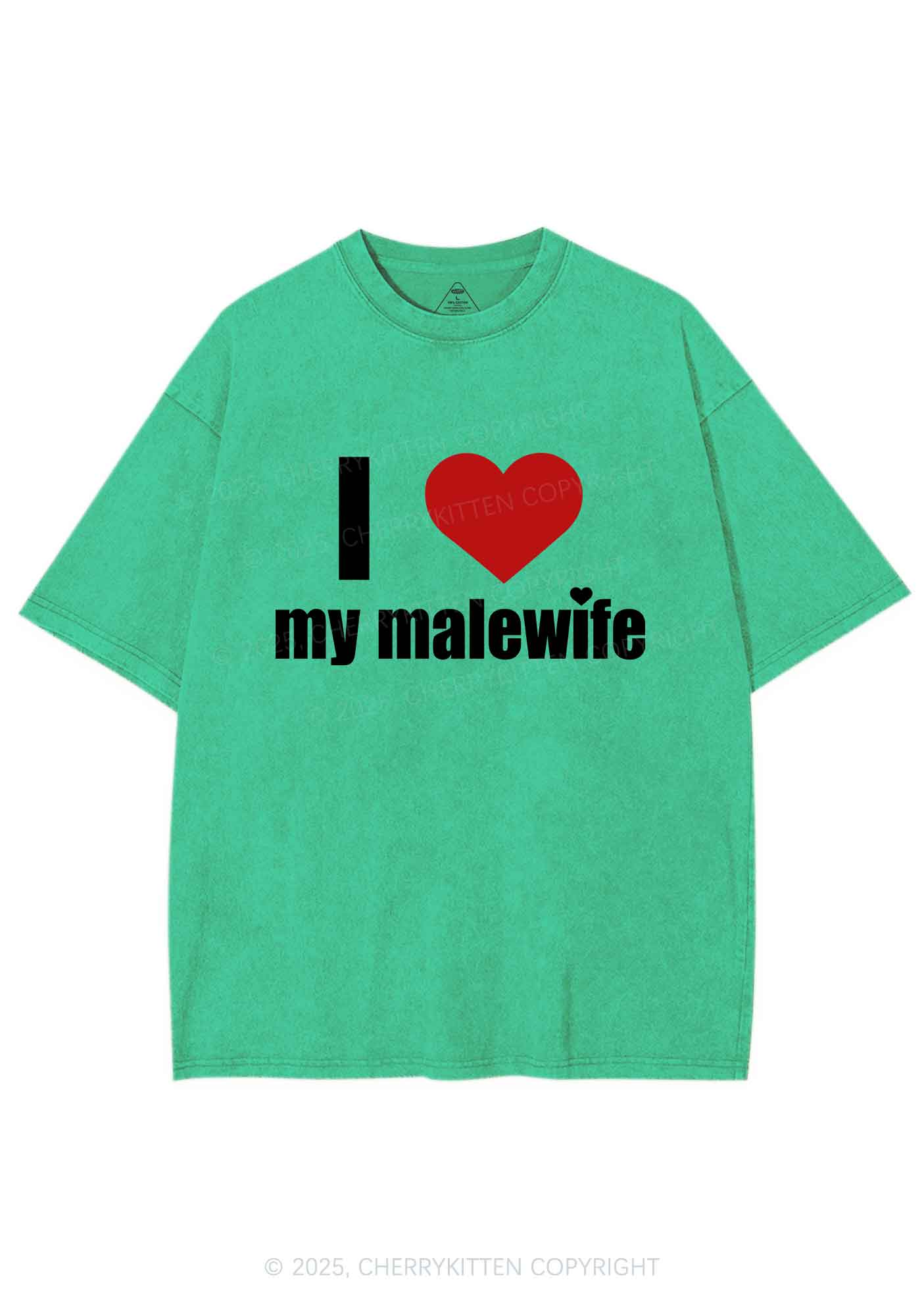 I Love My Malewife Pride Y2K Shirts Washed Tee Cherrykitten - Image 8