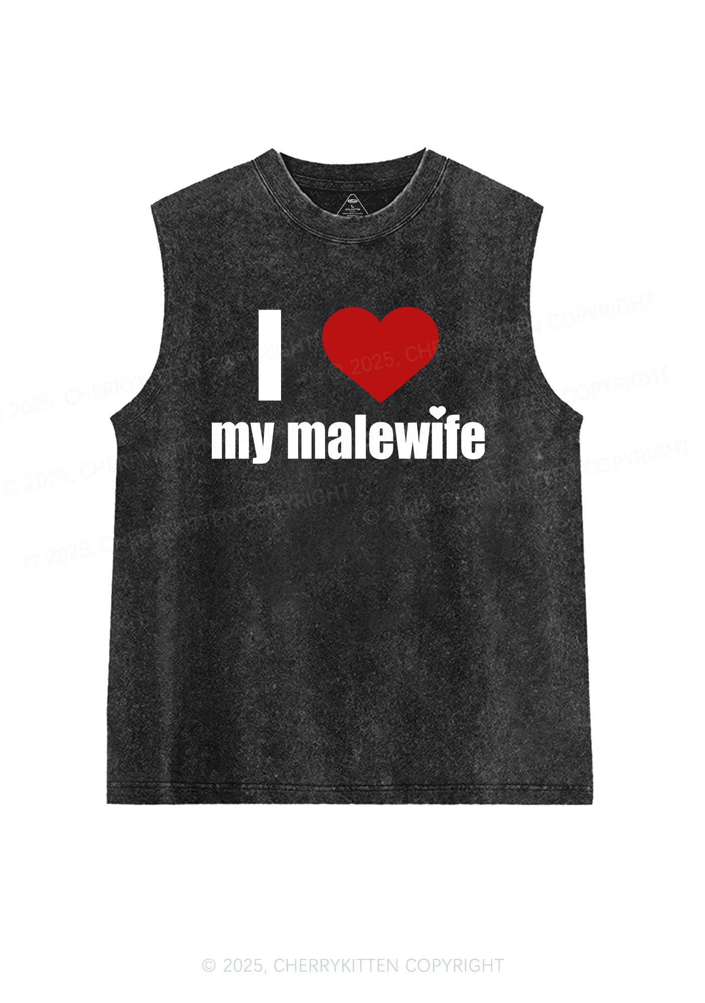 I Love My Malewife Pride Y2K Washed Muscle Tank Cherrykitten - Image 3