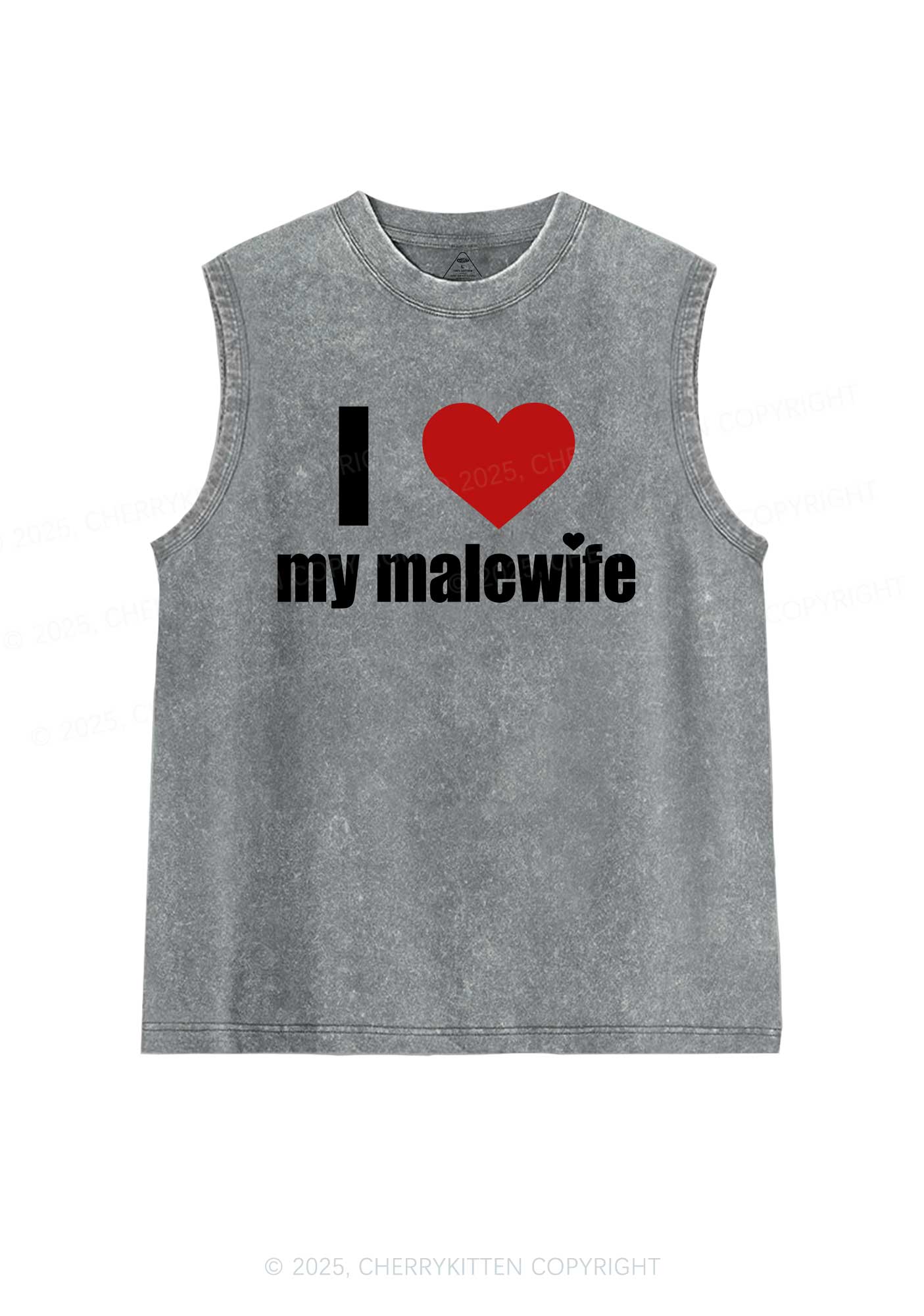I Love My Malewife Pride Y2K Washed Muscle Tank Cherrykitten - Image 5