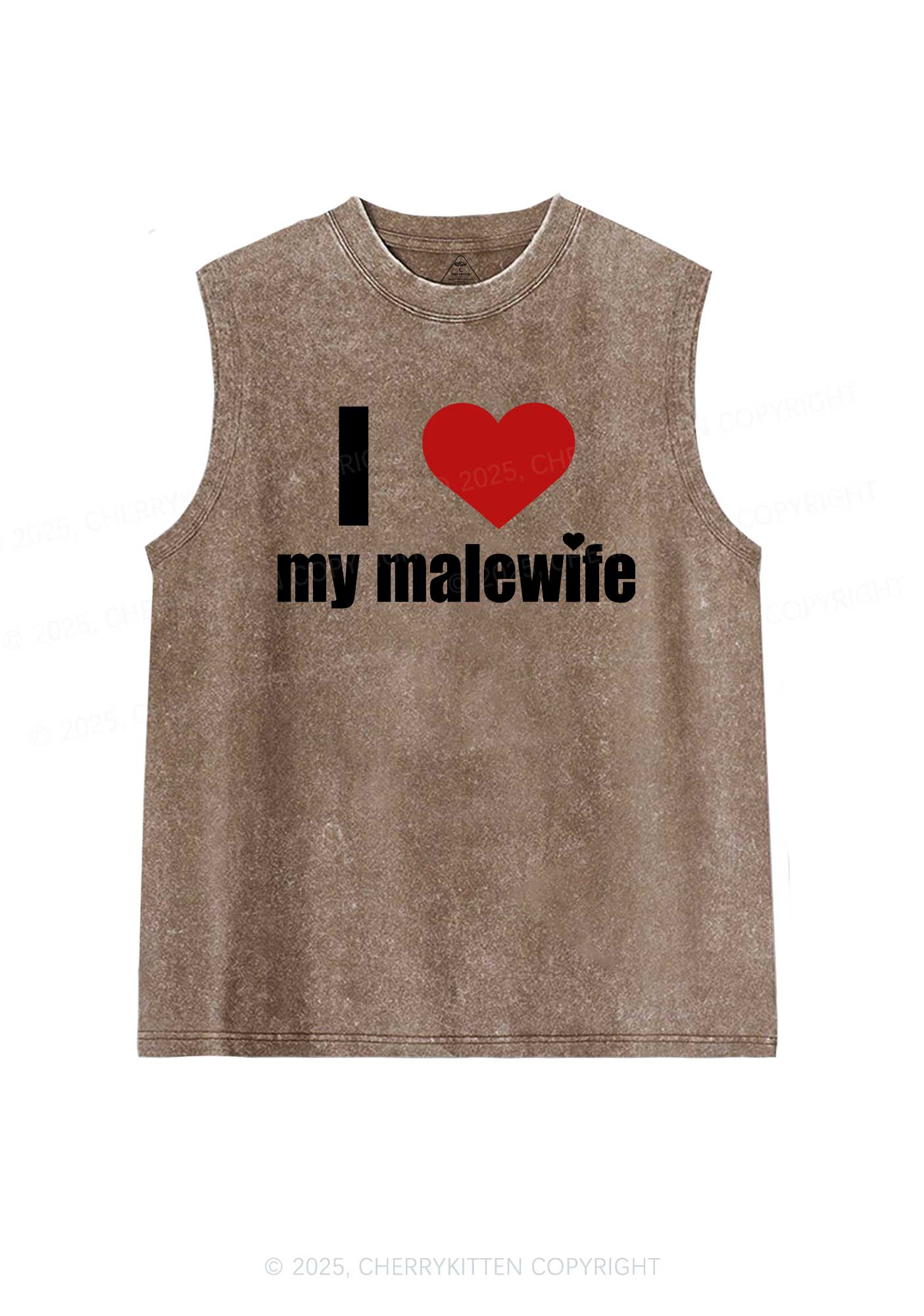 I Love My Malewife Pride Y2K Washed Muscle Tank Cherrykitten - Image 6