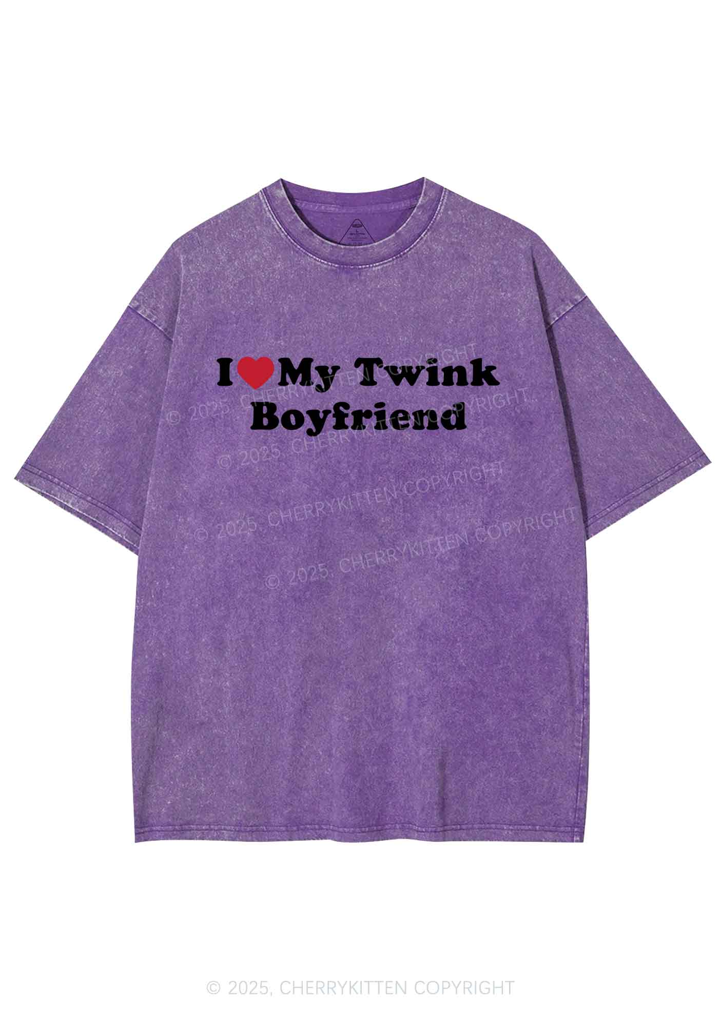 I Love My Twink BF Pride Y2K Shirts Washed Tee Cherrykitten - Image 5