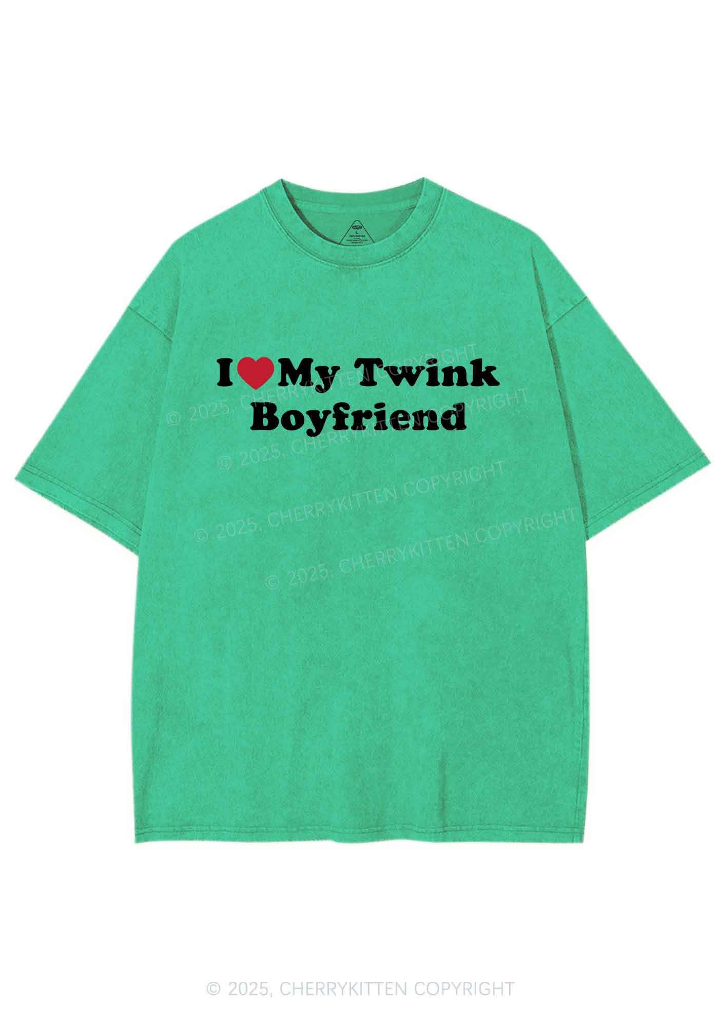 I Love My Twink BF Pride Y2K Shirts Washed Tee Cherrykitten - Image 6