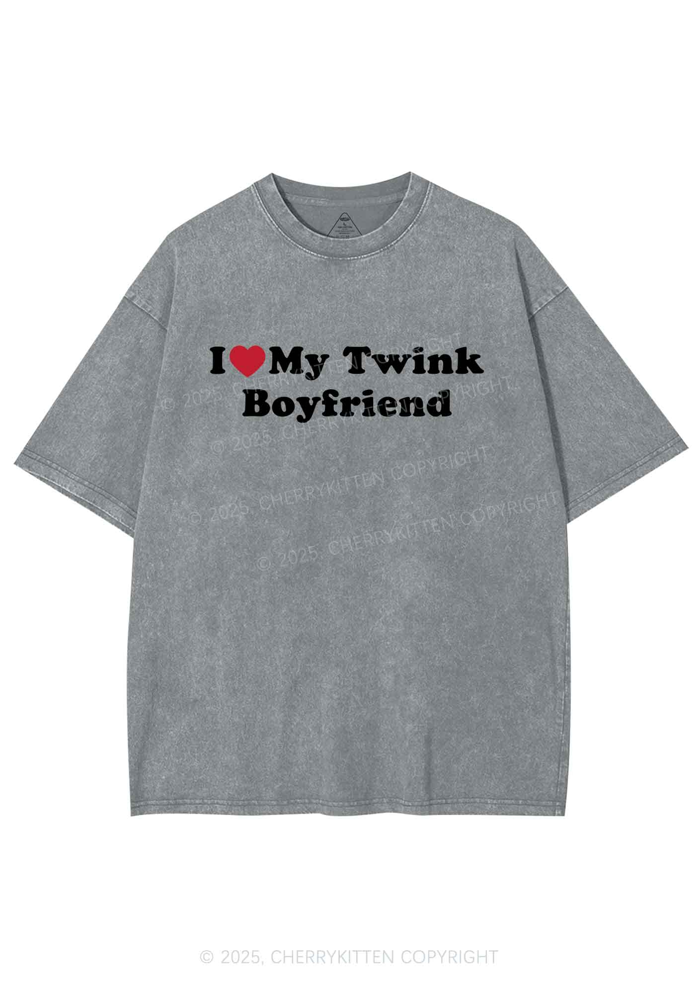I Love My Twink BF Pride Y2K Shirts Washed Tee Cherrykitten - Image 7