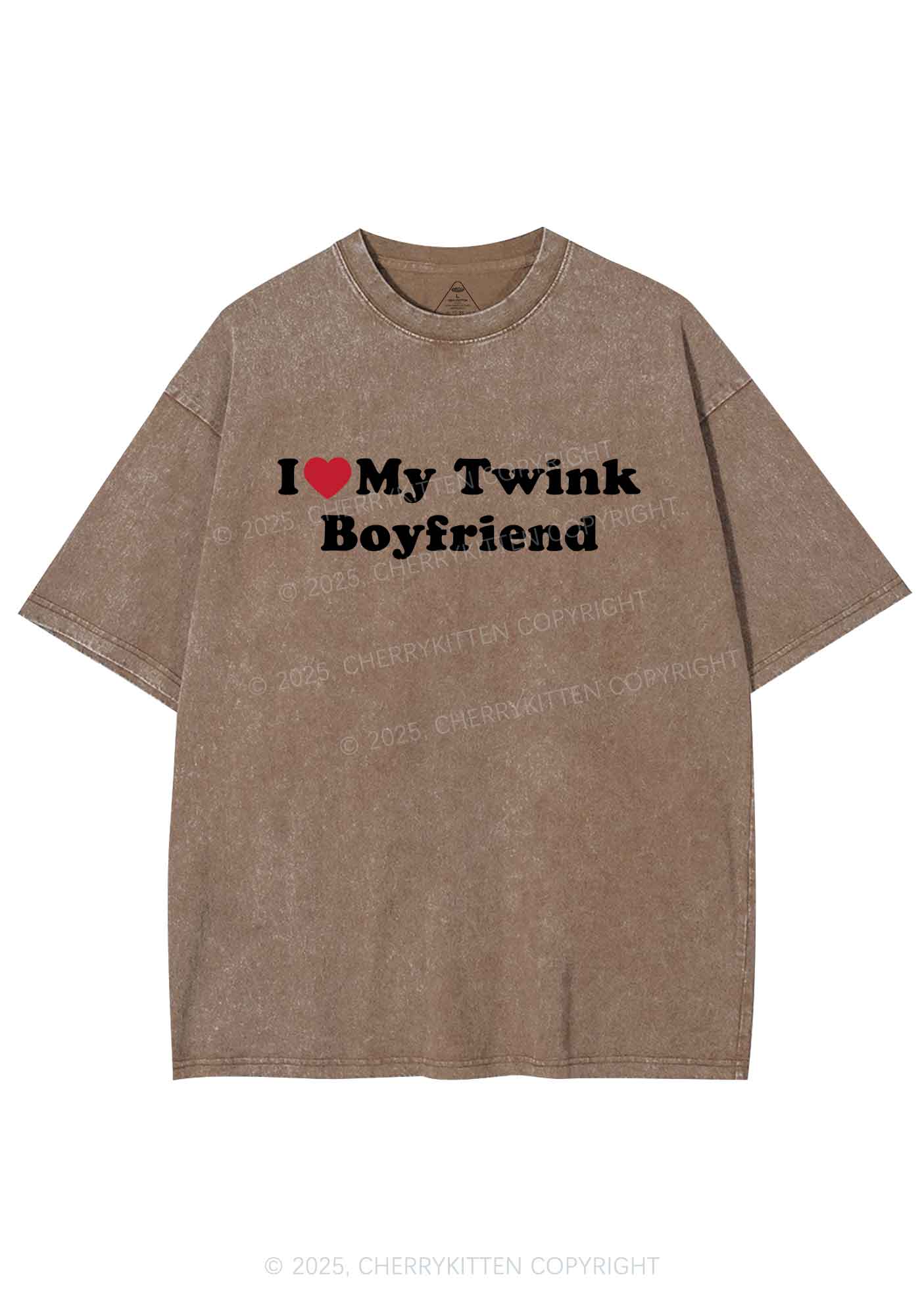 I Love My Twink BF Pride Y2K Shirts Washed Tee Cherrykitten - Image 8