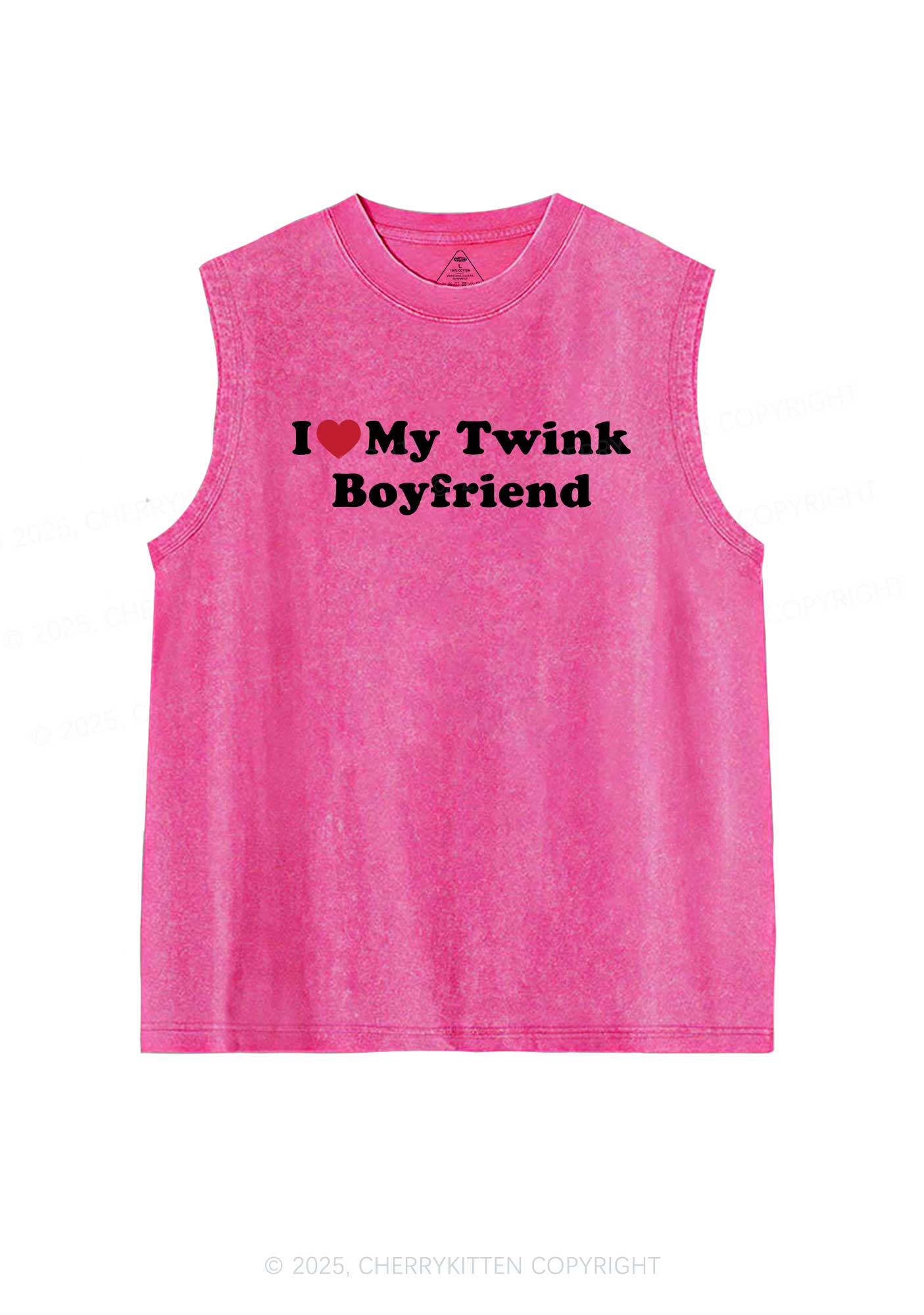I Love My Twink BF Pride Y2K Washed Muscle Tank Cherrykitten - Image 4