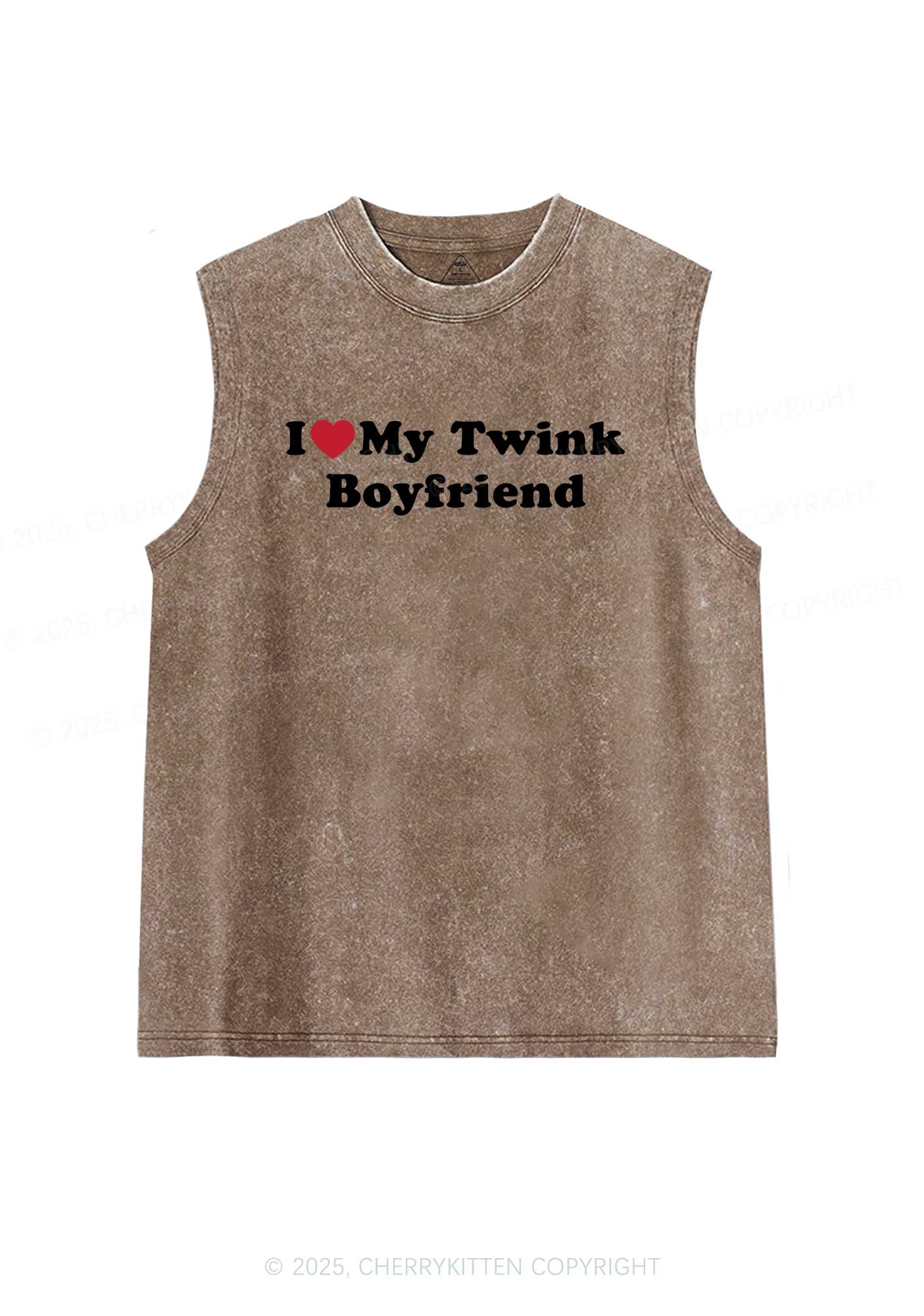 I Love My Twink BF Pride Y2K Washed Muscle Tank Cherrykitten - Image 5