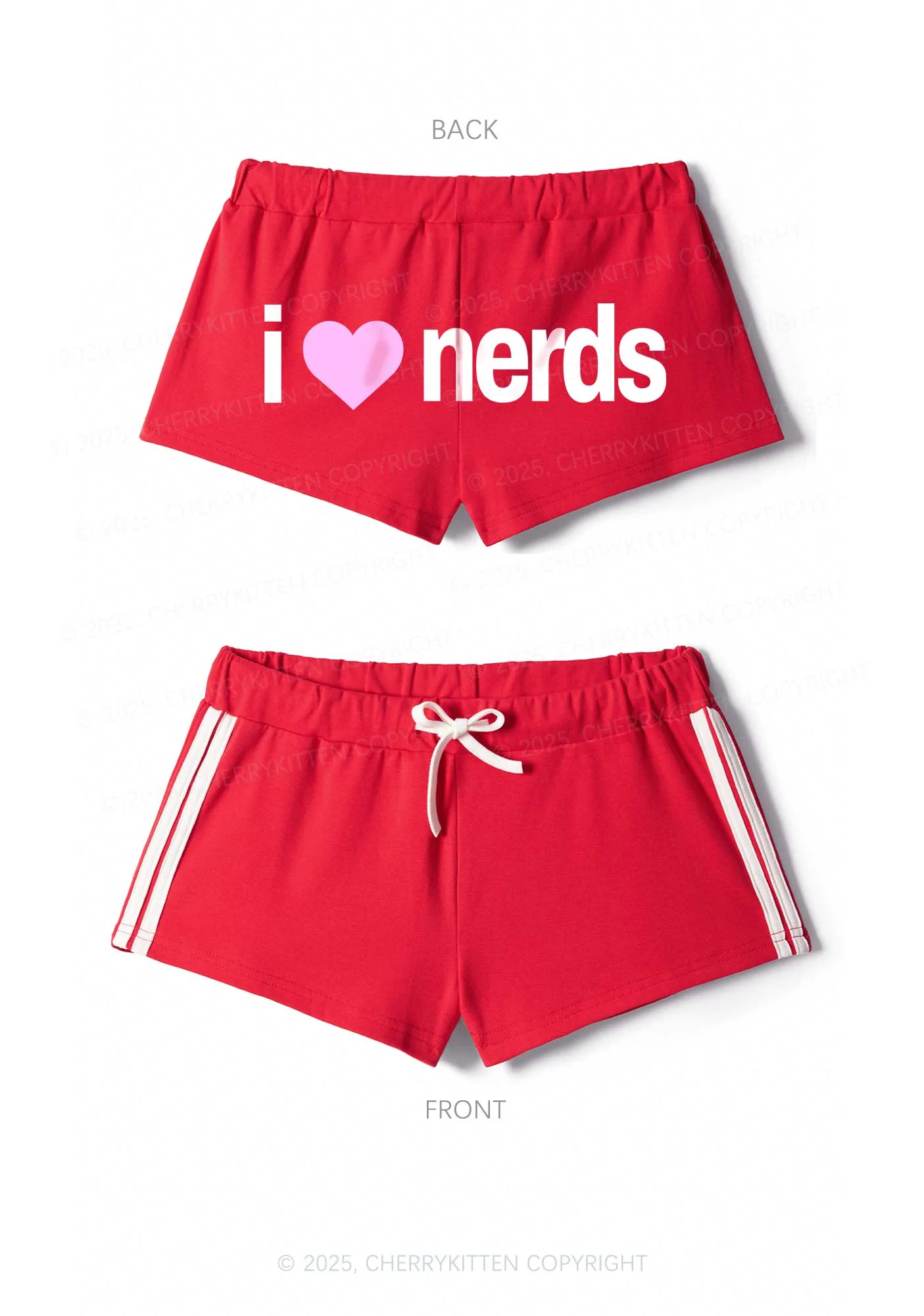 I Love Nerds Y2K Drawstring Mini Shorts Cherrykitten - Image 3