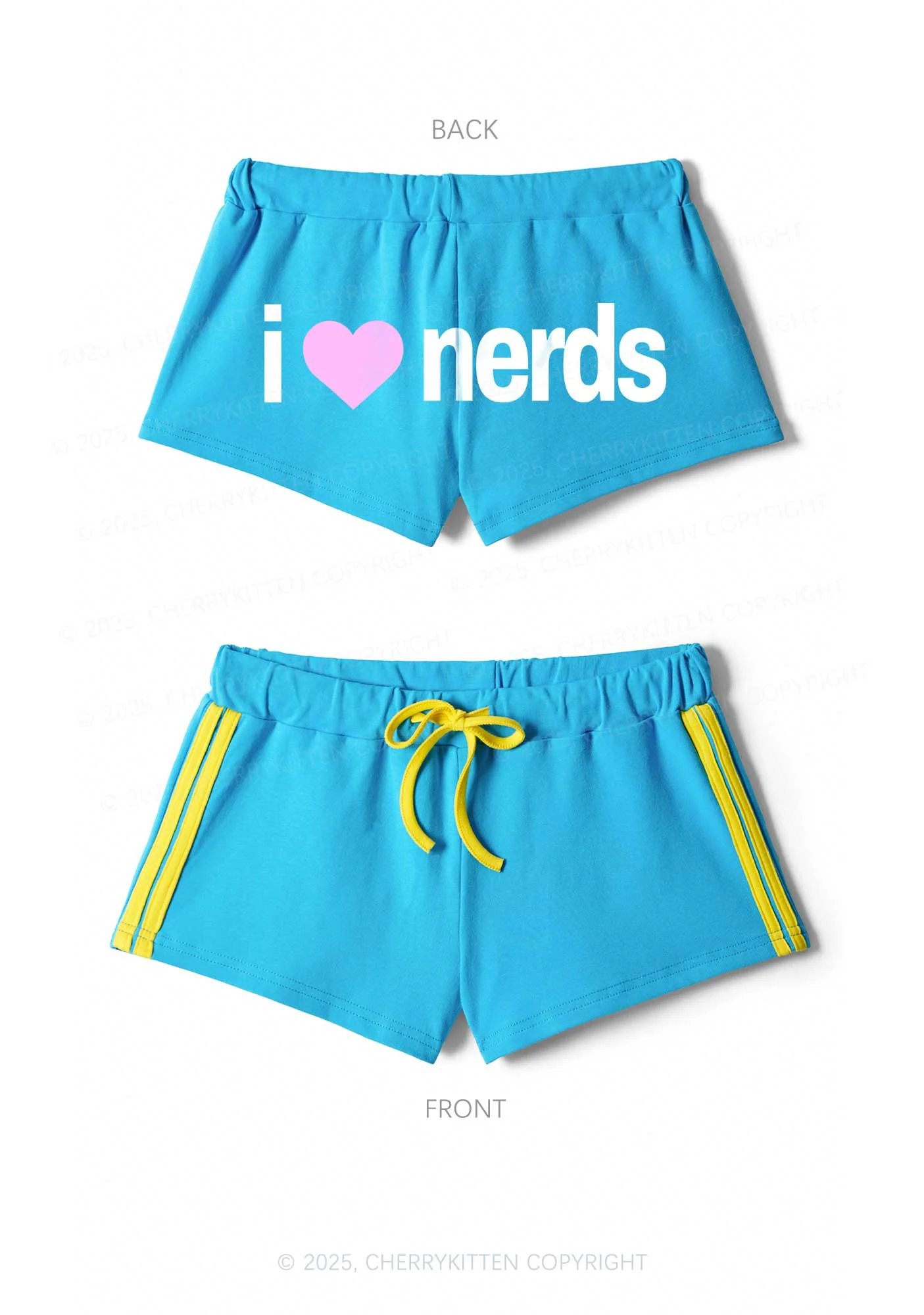 I Love Nerds Y2K Drawstring Mini Shorts Cherrykitten - Image 4