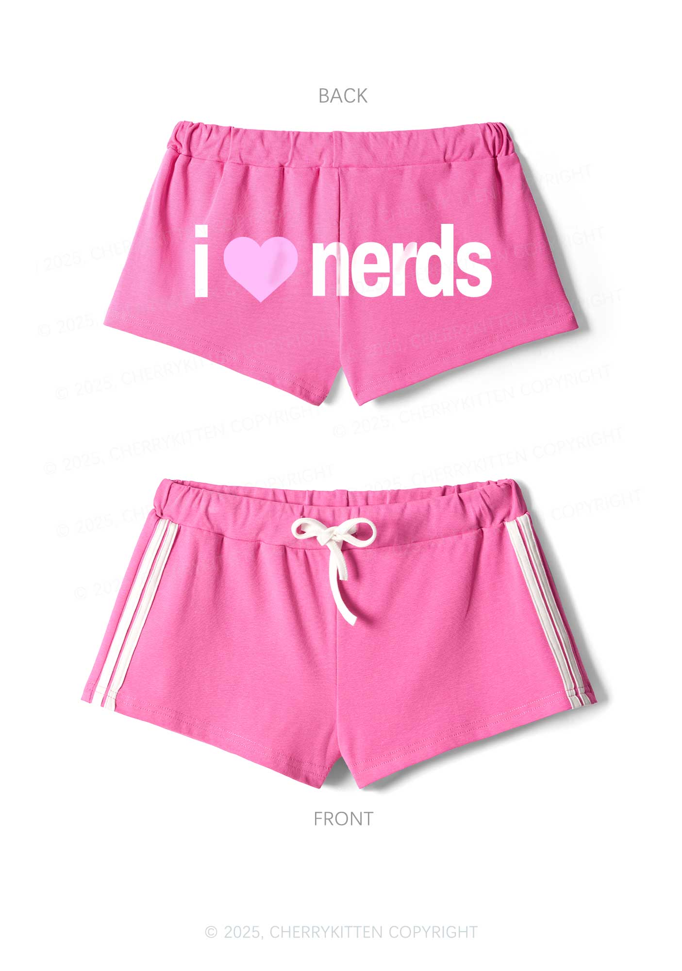I Love Nerds Y2K Drawstring Mini Shorts Cherrykitten - Image 5