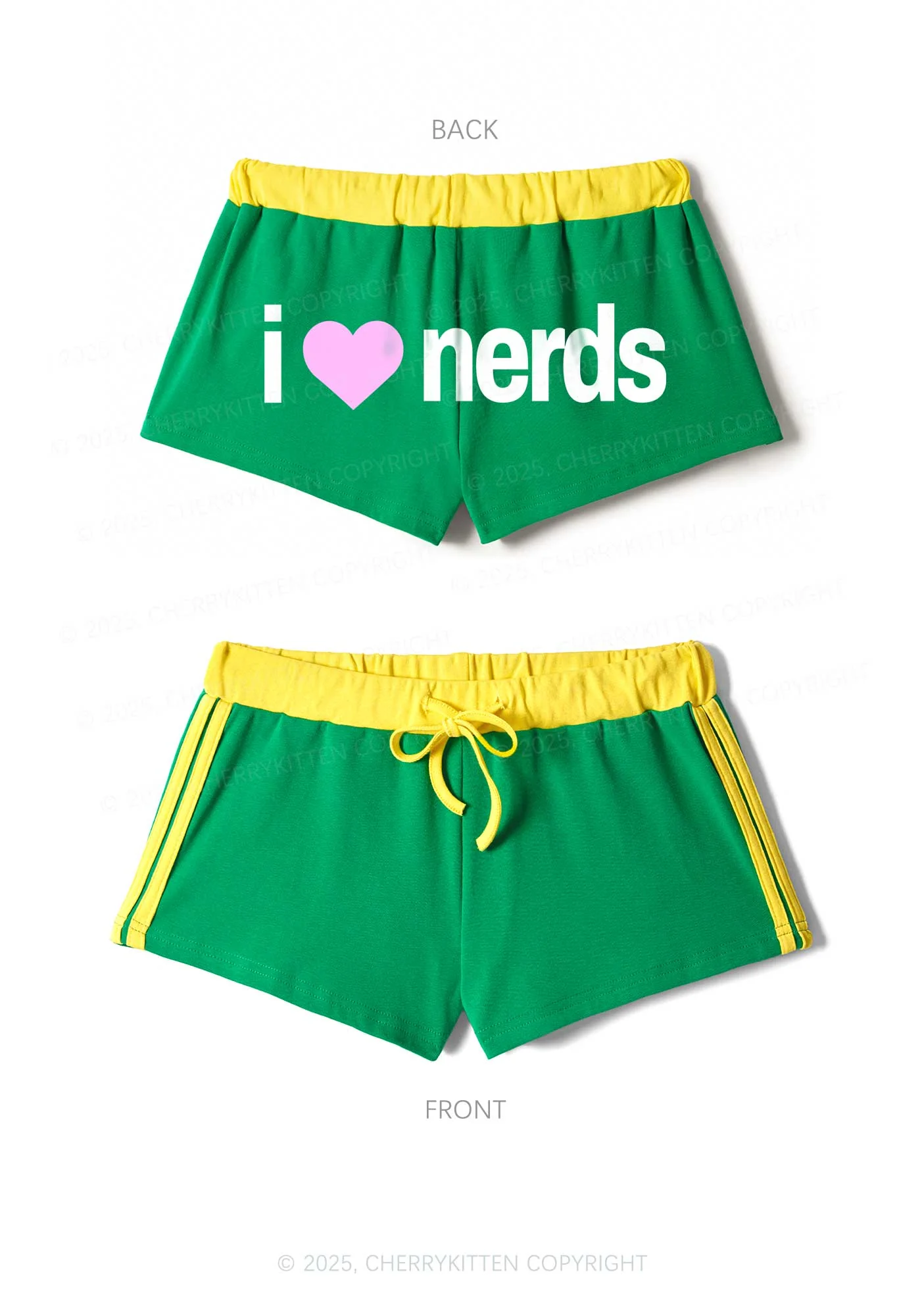 I Love Nerds Y2K Drawstring Mini Shorts Cherrykitten - Image 6