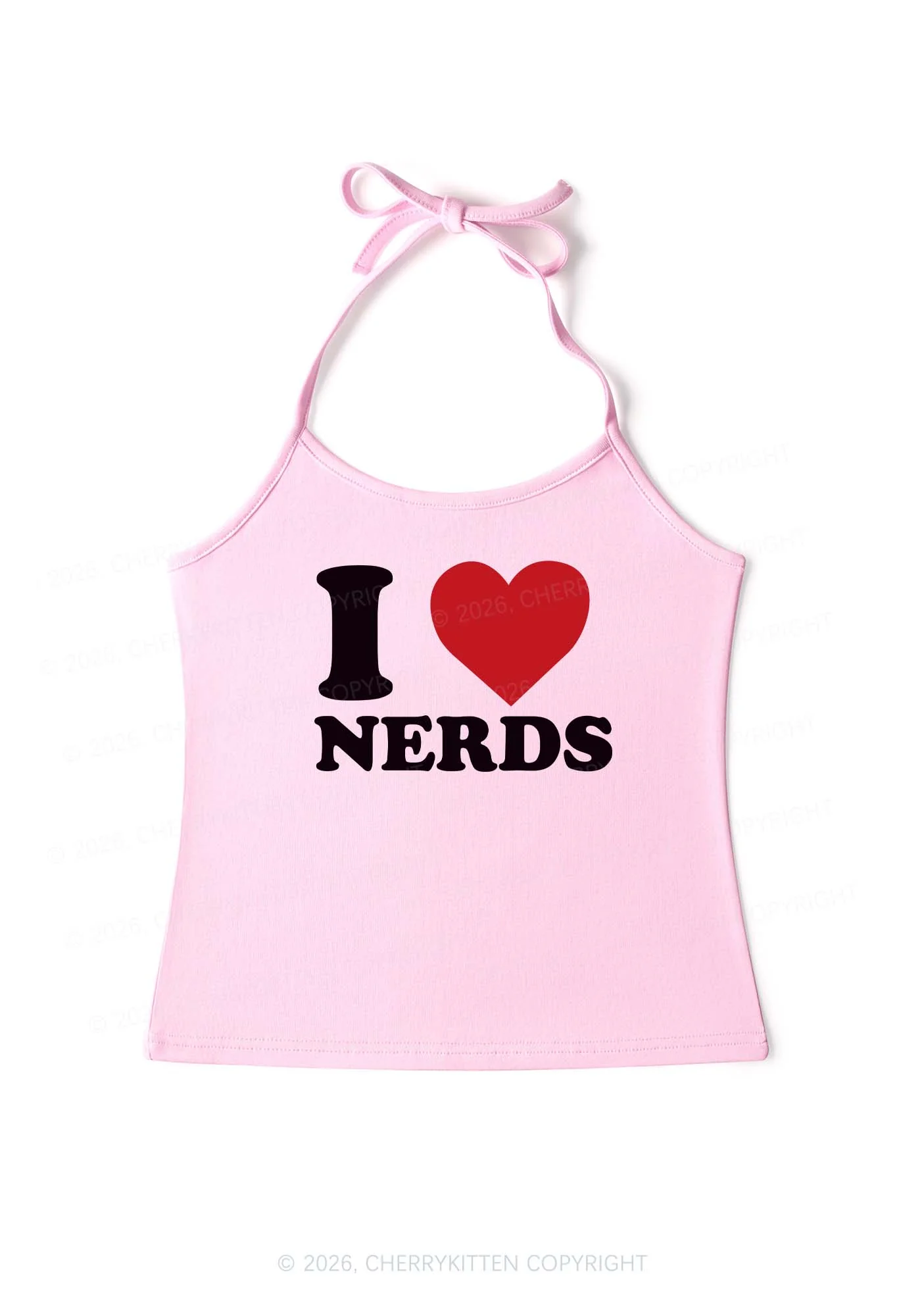 I Love Nerds Y2K Halter Neck Cami Cherrykitten - Image 3