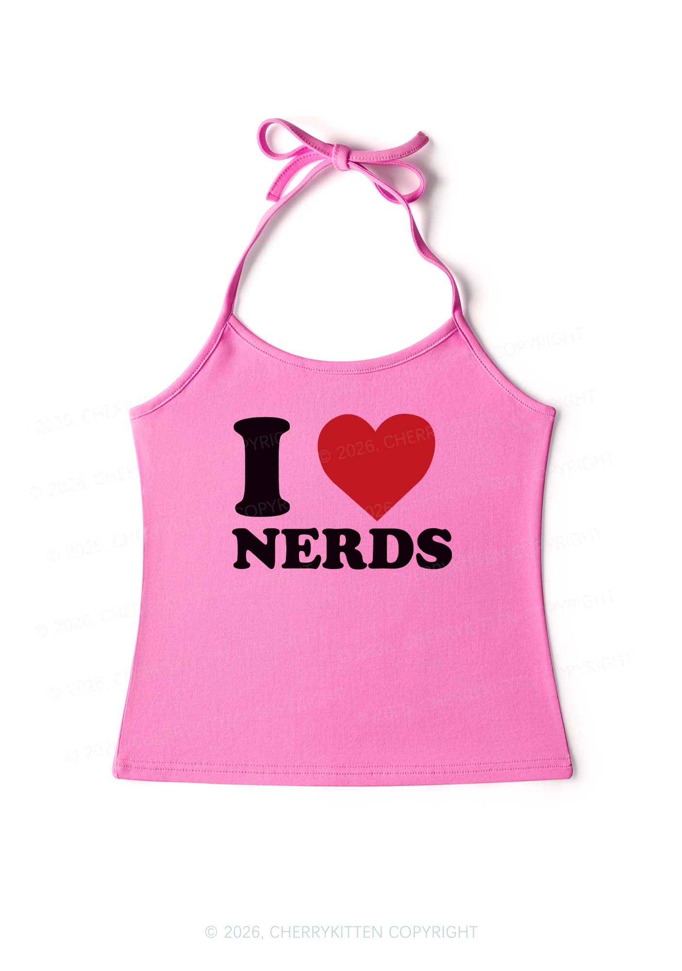 I Love Nerds Y2K Halter Neck Cami Cherrykitten - Image 4