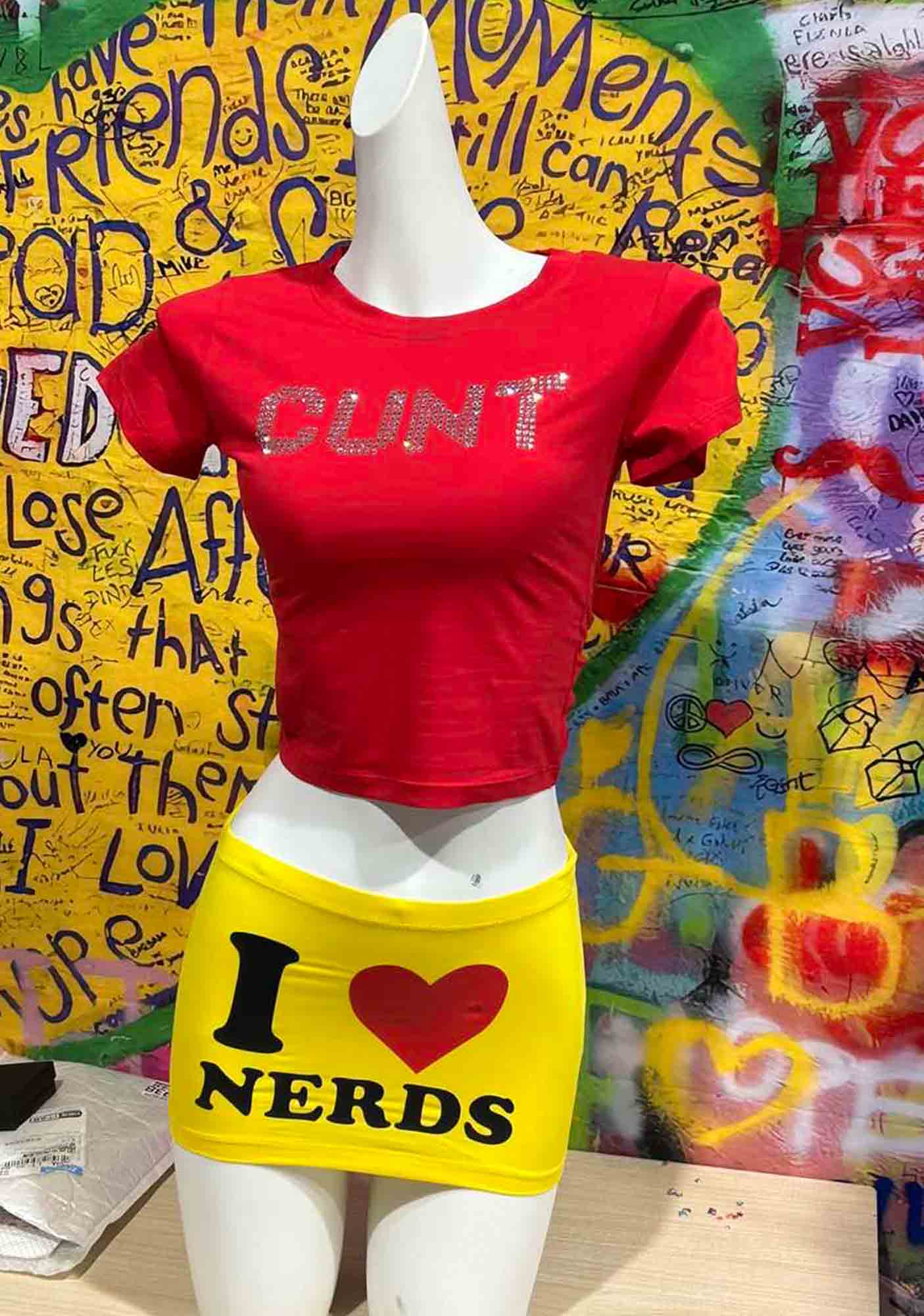 I Love Nerds Y2K Mini Hip Skirt Cherrykitten - Image 2