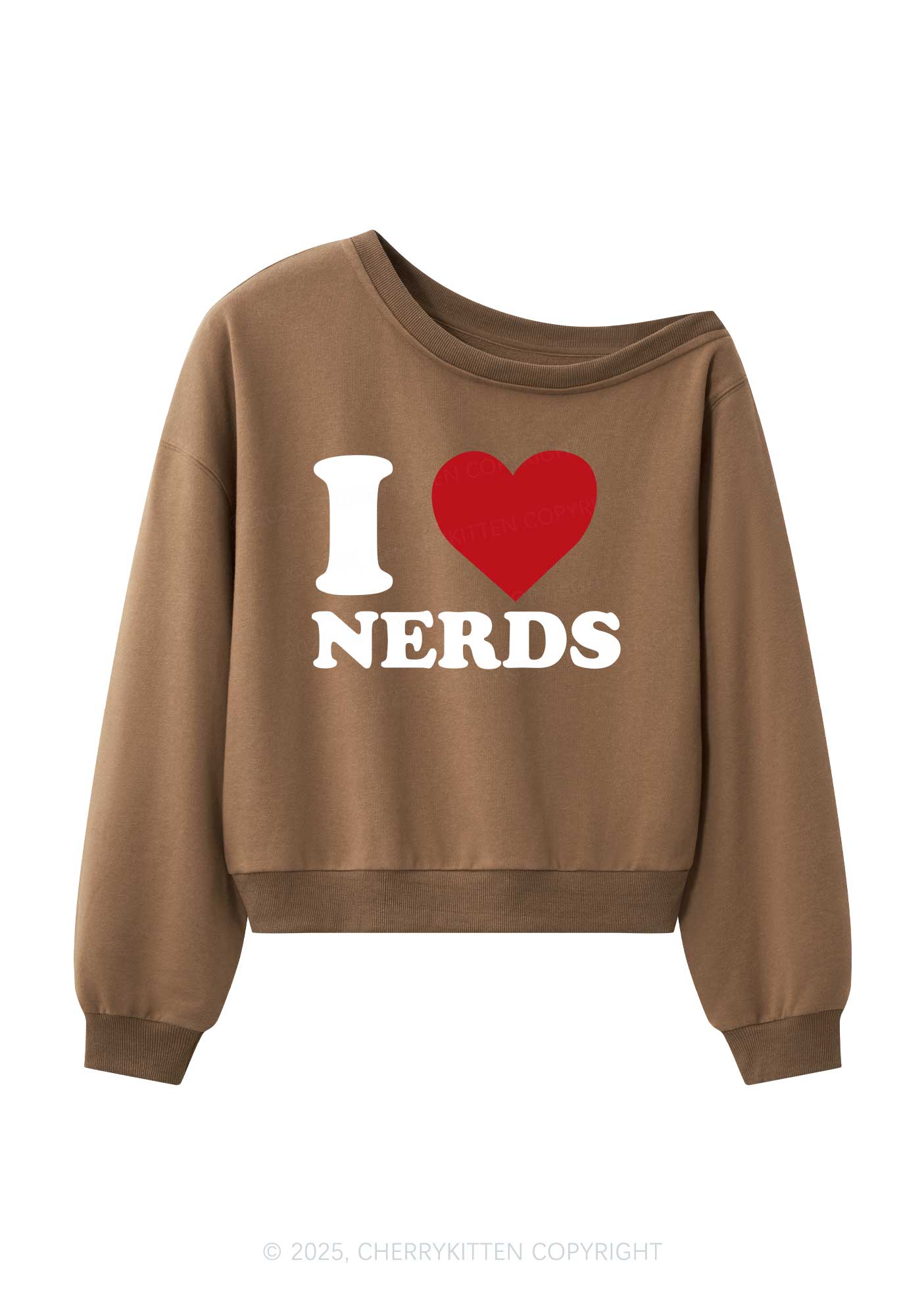 I Love Nerds Y2K Off Shoulder Sweatshirts Cherrykitten - Image 4