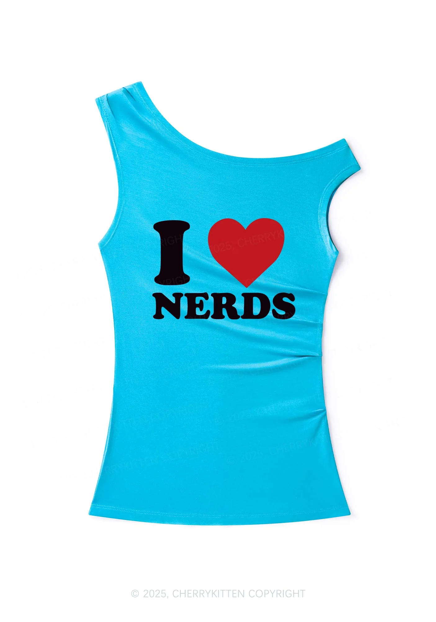 I Love Nerds Y2K Off Shoulder Tank Top Cherrykitten - Image 2