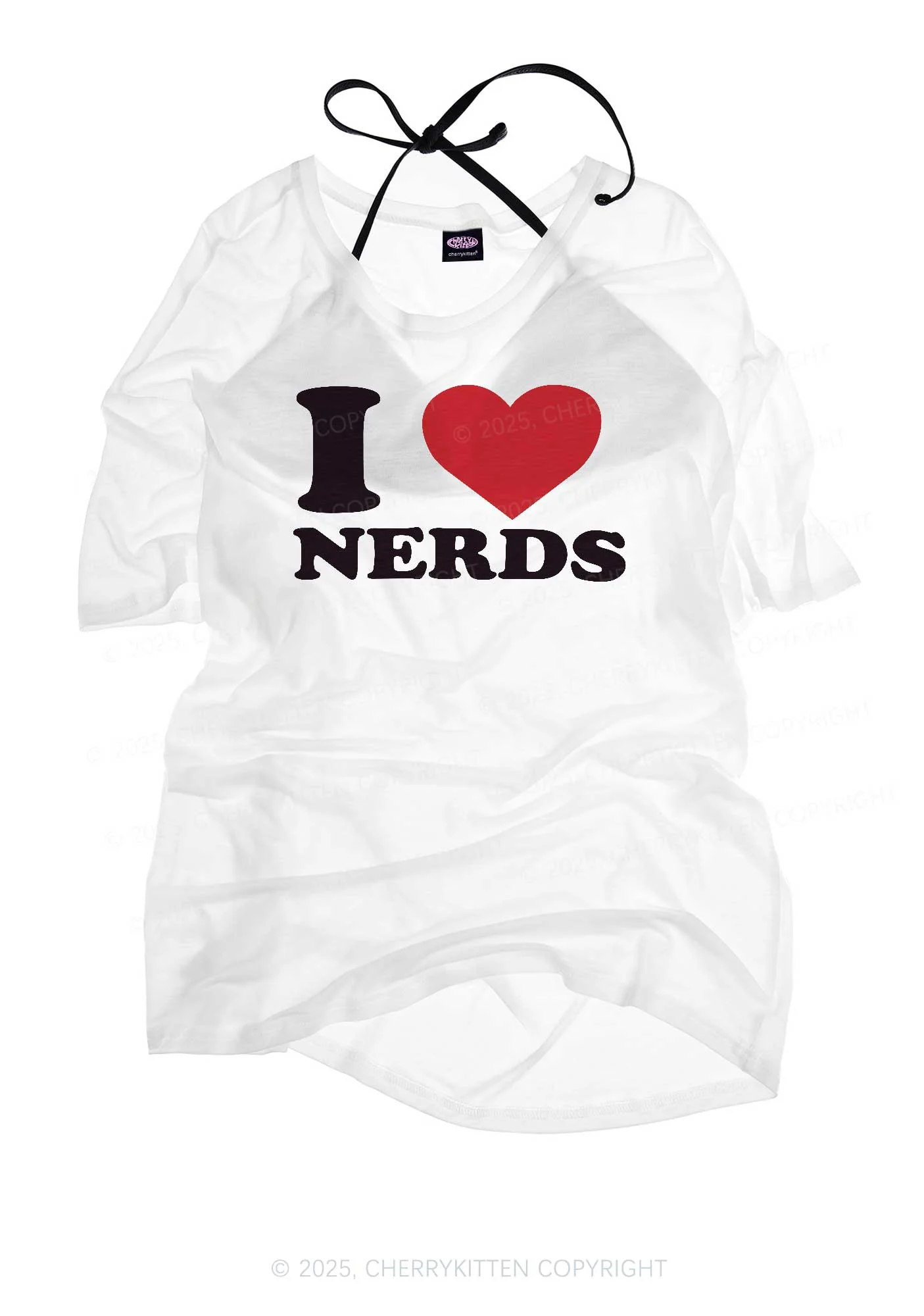 I Love Nerds Y2K Sheer Boyfriend Tee Cherrykitten - Image 3