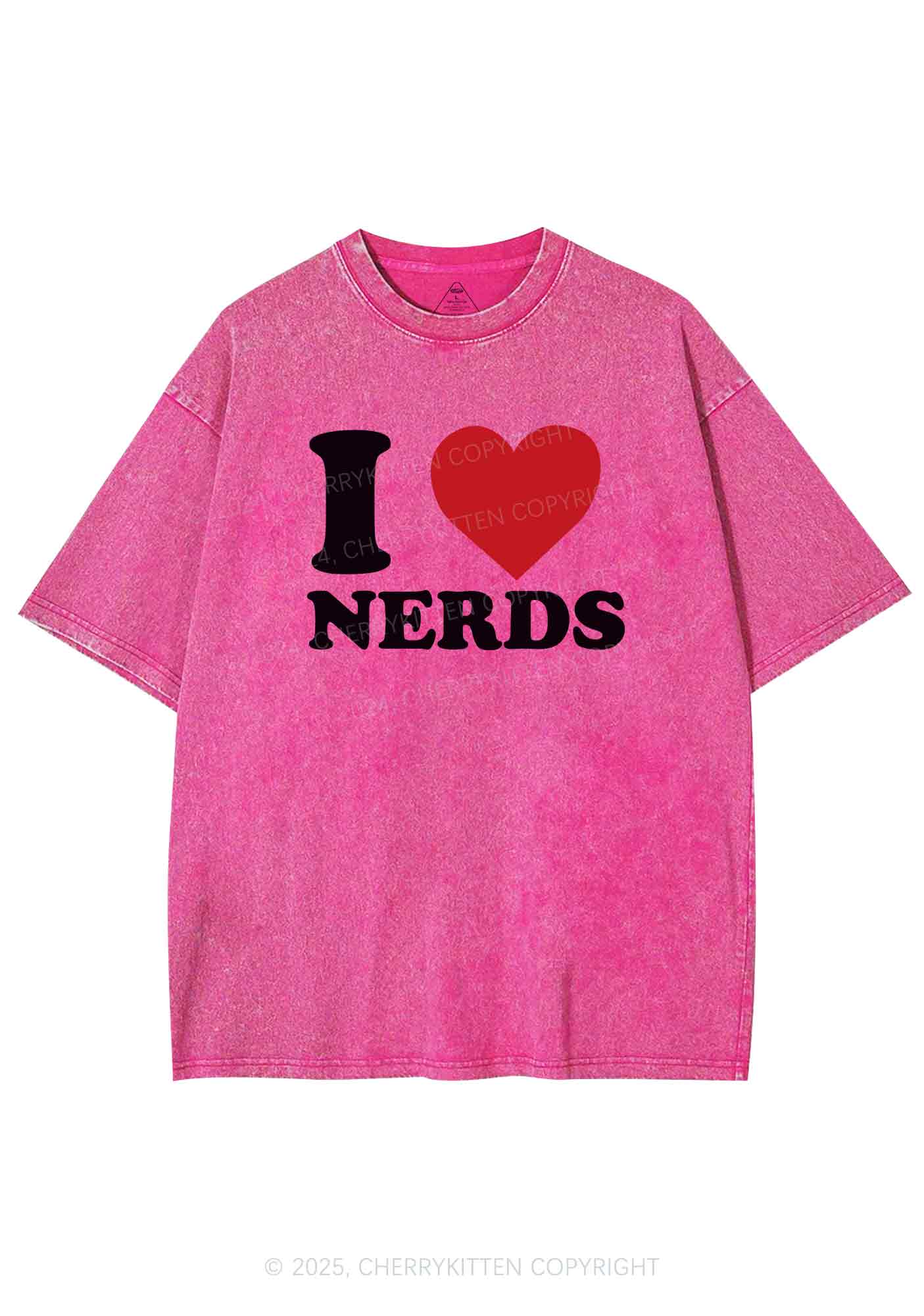 I Love Nerds Y2K Washed Tee Cherrykitten - Image 3