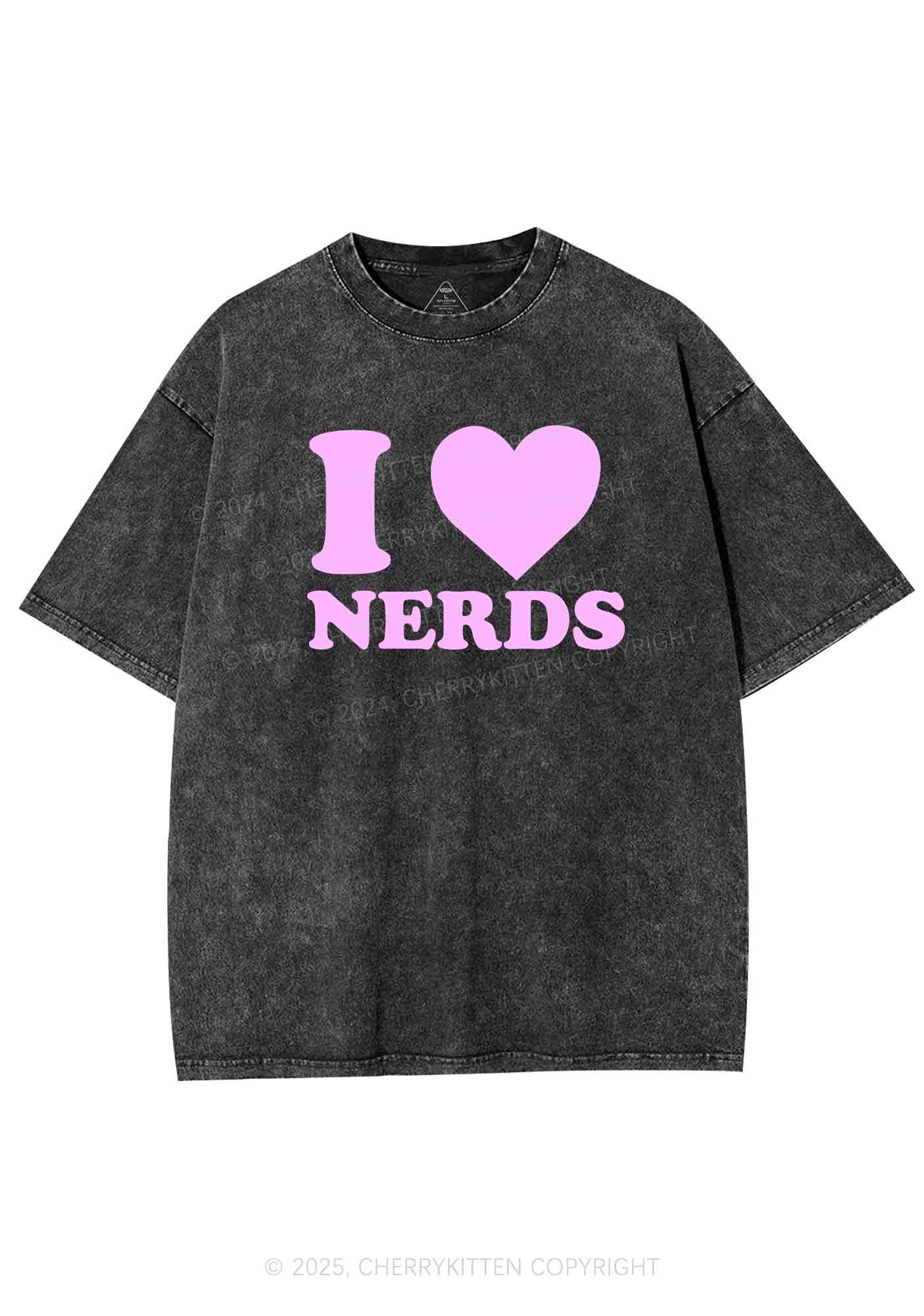 I Love Nerds Y2K Washed Tee Cherrykitten - Image 4