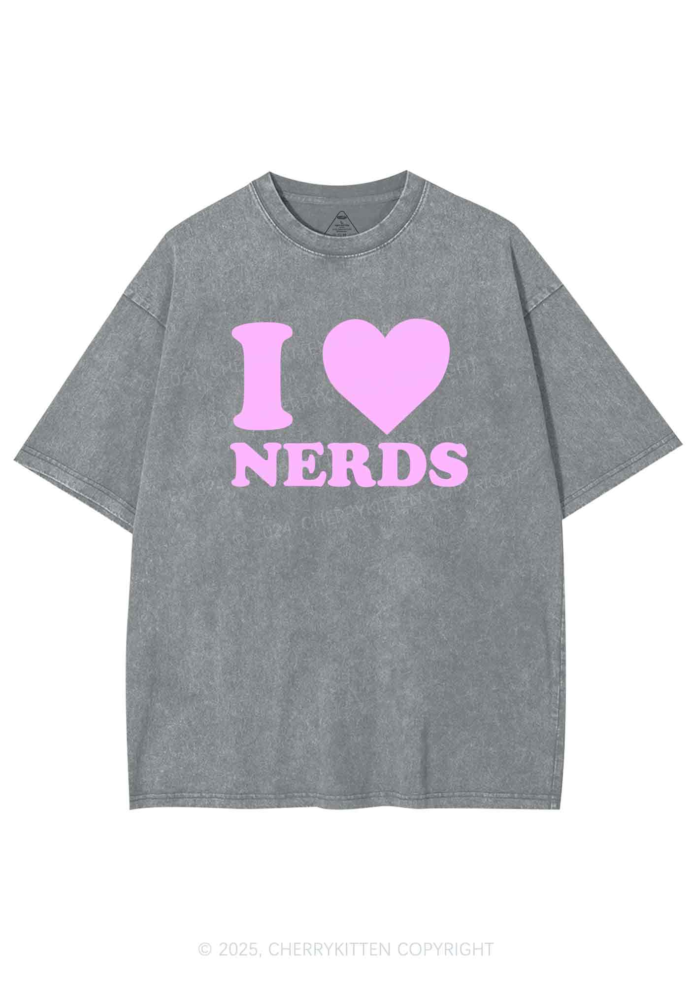I Love Nerds Y2K Washed Tee Cherrykitten - Image 6