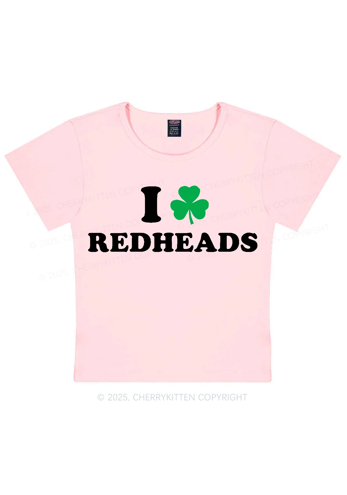 I Love Redheads St Patricks Y2K Baby Tee Cherrykitten - Image 11