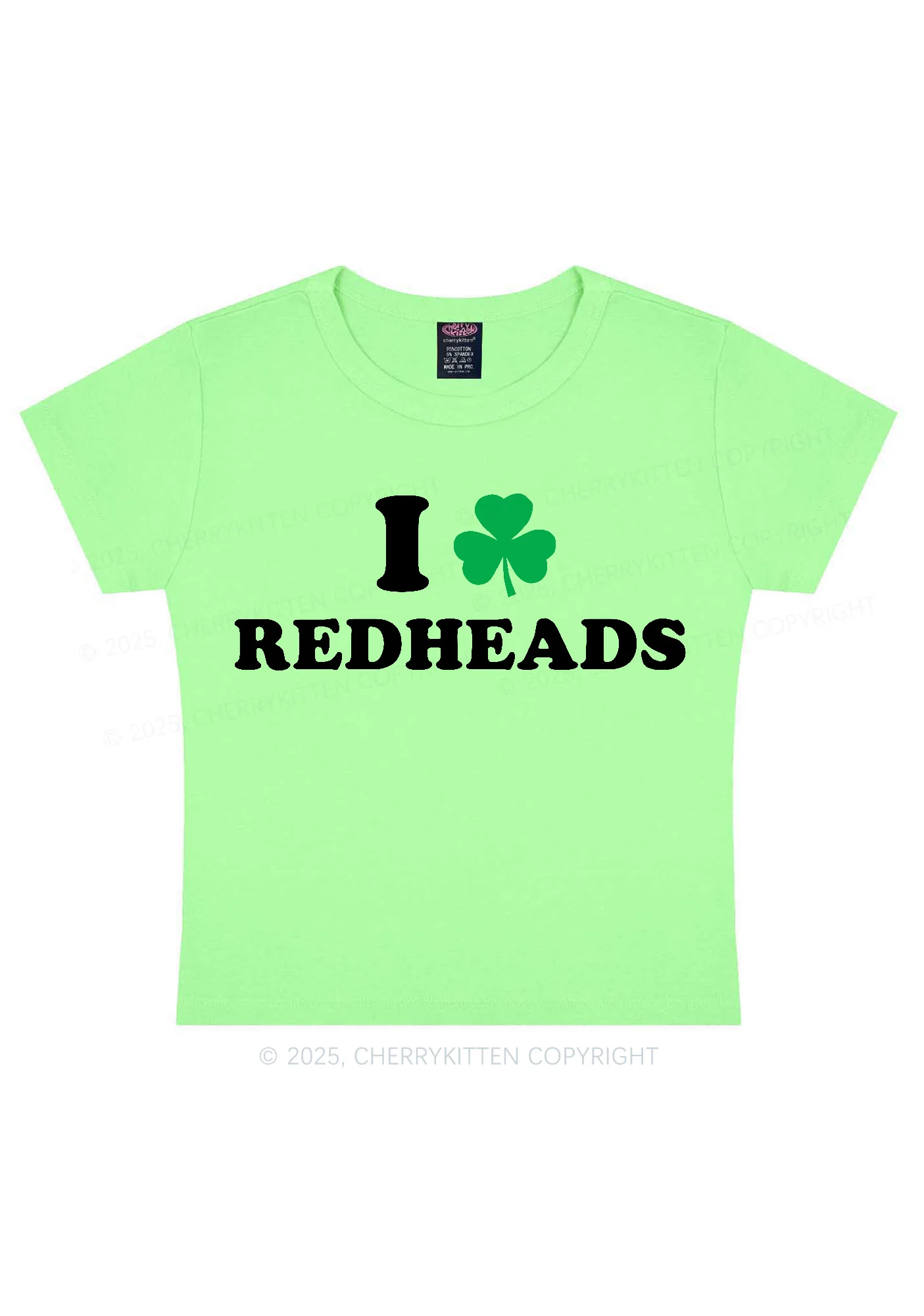 I Love Redheads St Patricks Y2K Baby Tee Cherrykitten - Image 12