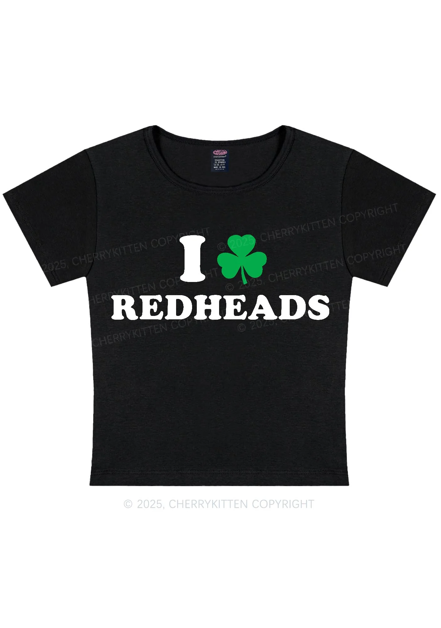 I Love Redheads St Patricks Y2K Baby Tee Cherrykitten - Image 3