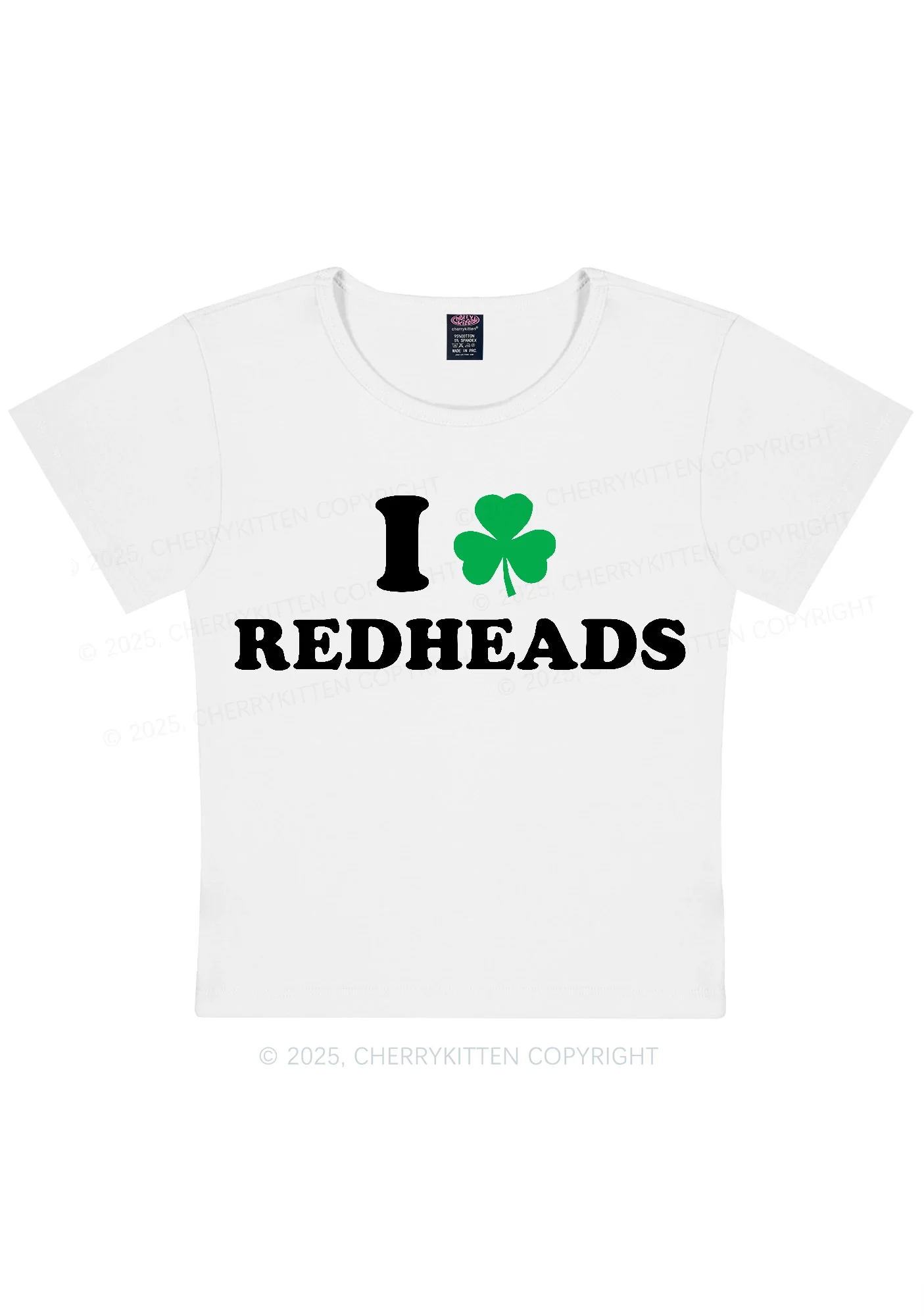 I Love Redheads St Patricks Y2K Baby Tee Cherrykitten - Image 4