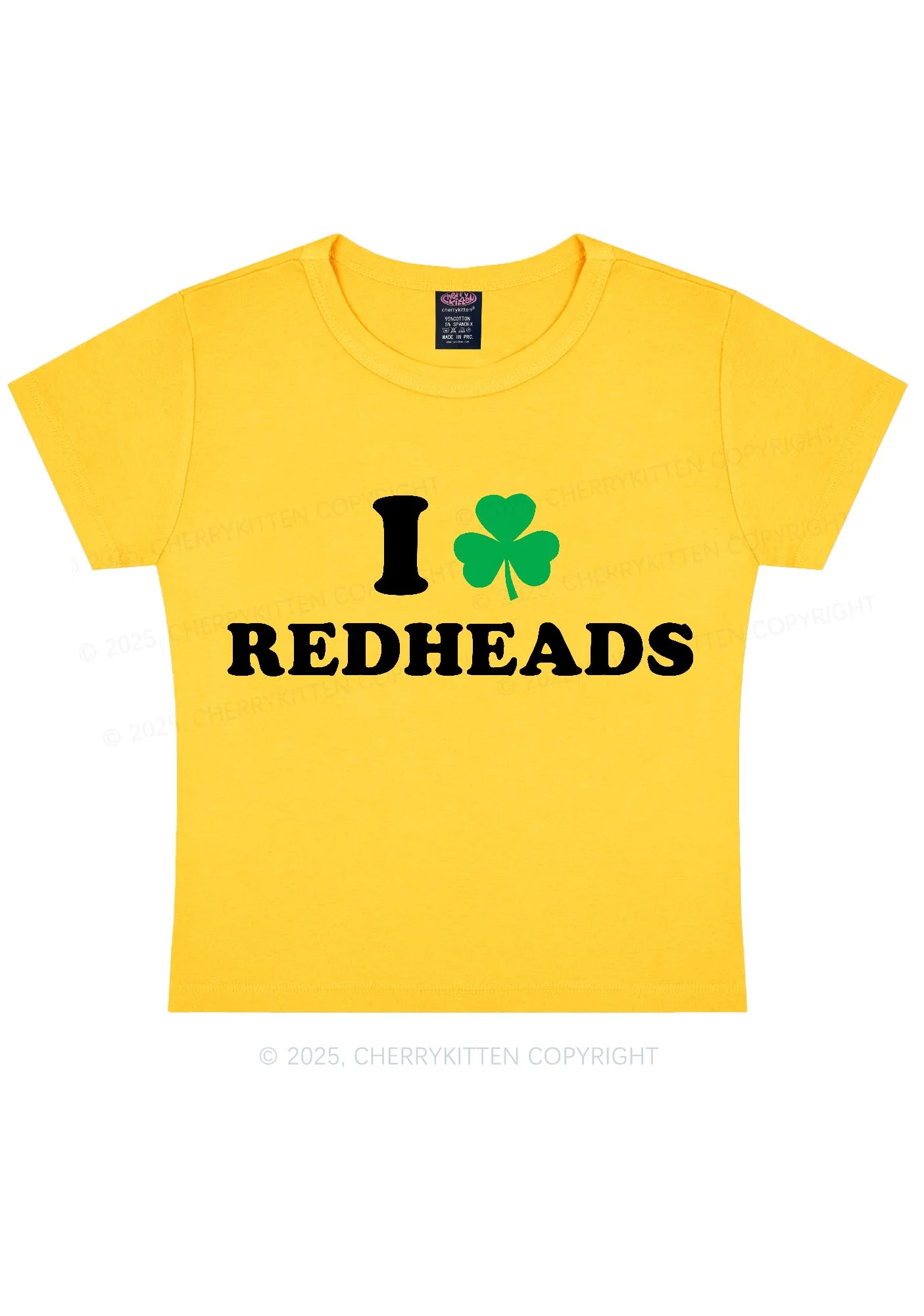 I Love Redheads St Patricks Y2K Baby Tee Cherrykitten - Image 5