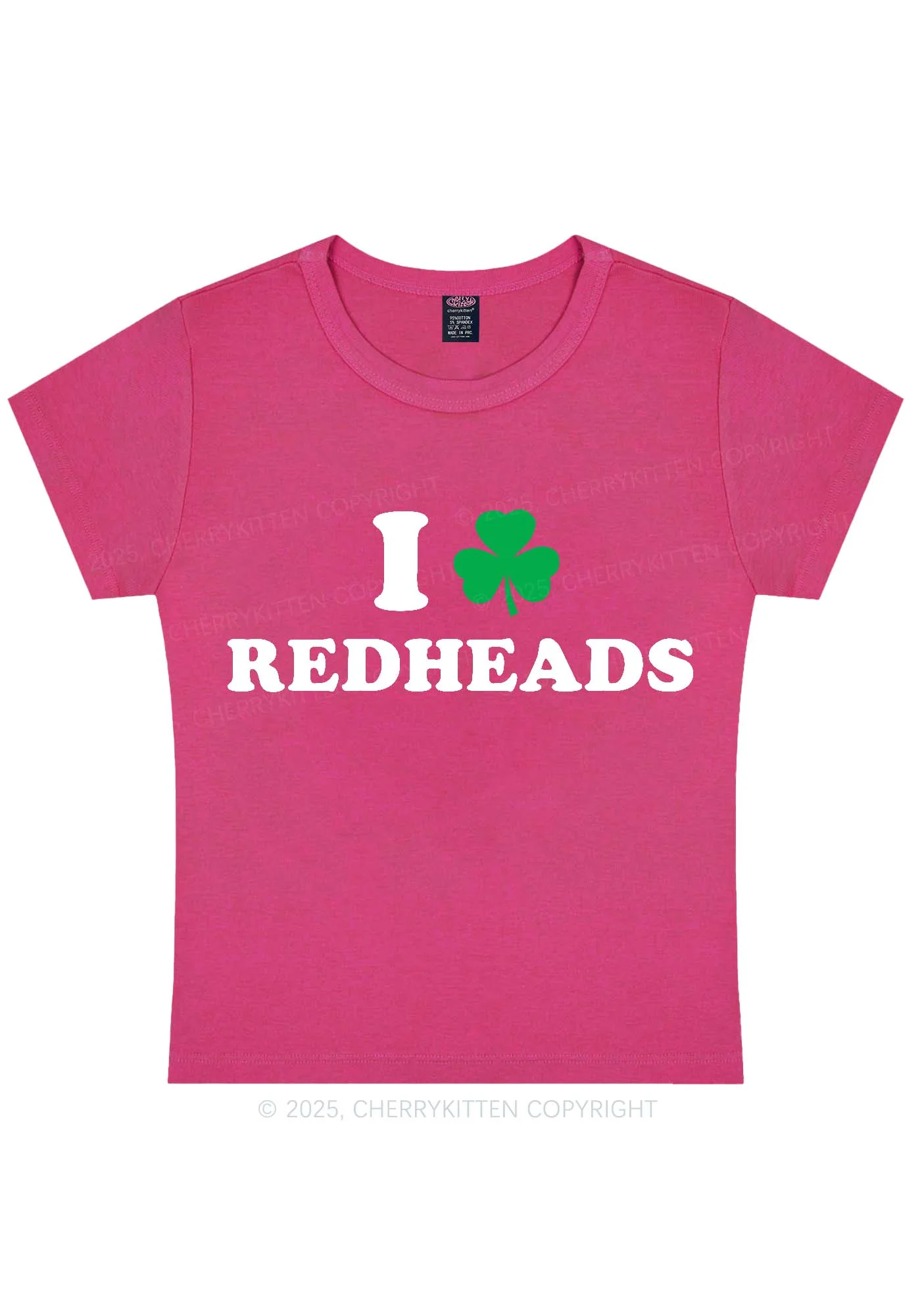 I Love Redheads St Patricks Y2K Baby Tee Cherrykitten - Image 6