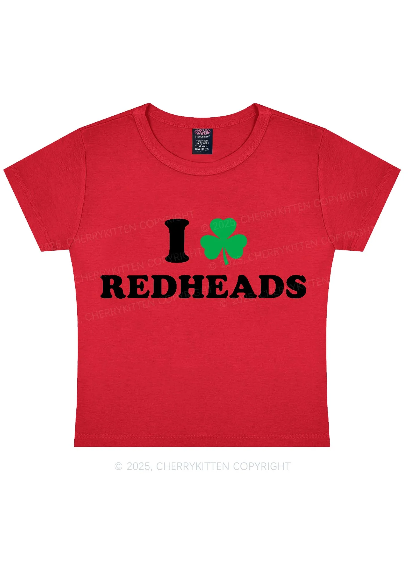 I Love Redheads St Patricks Y2K Baby Tee Cherrykitten - Image 8