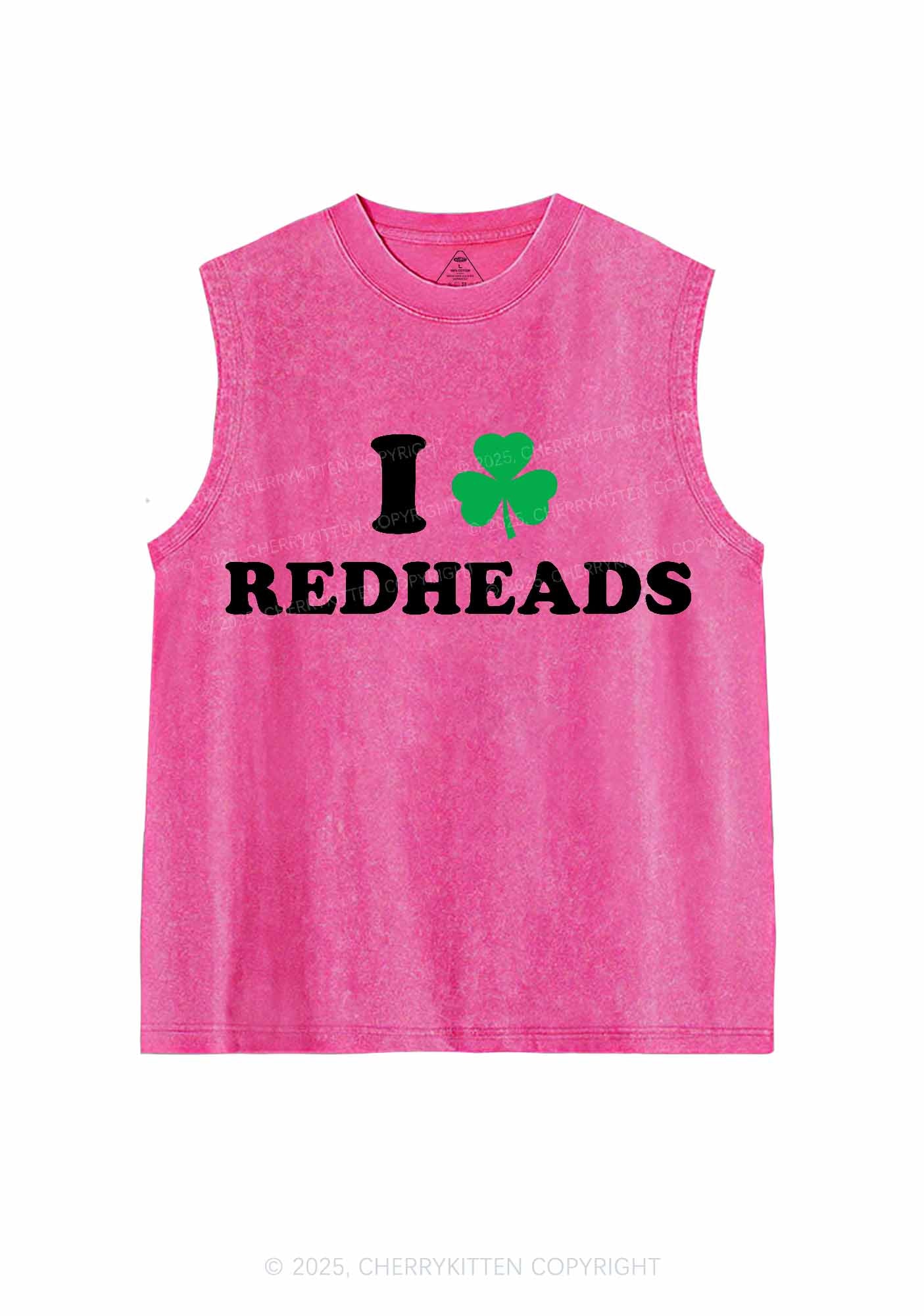 I Love Redheads St Patricks Y2K Washed Tank Cherrykitten - Image 3