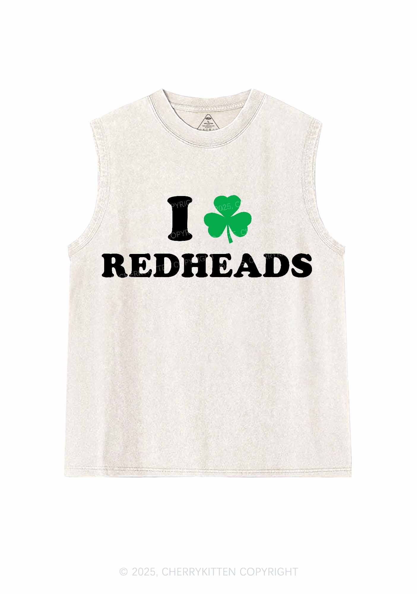 I Love Redheads St Patricks Y2K Washed Tank Cherrykitten - Image 4