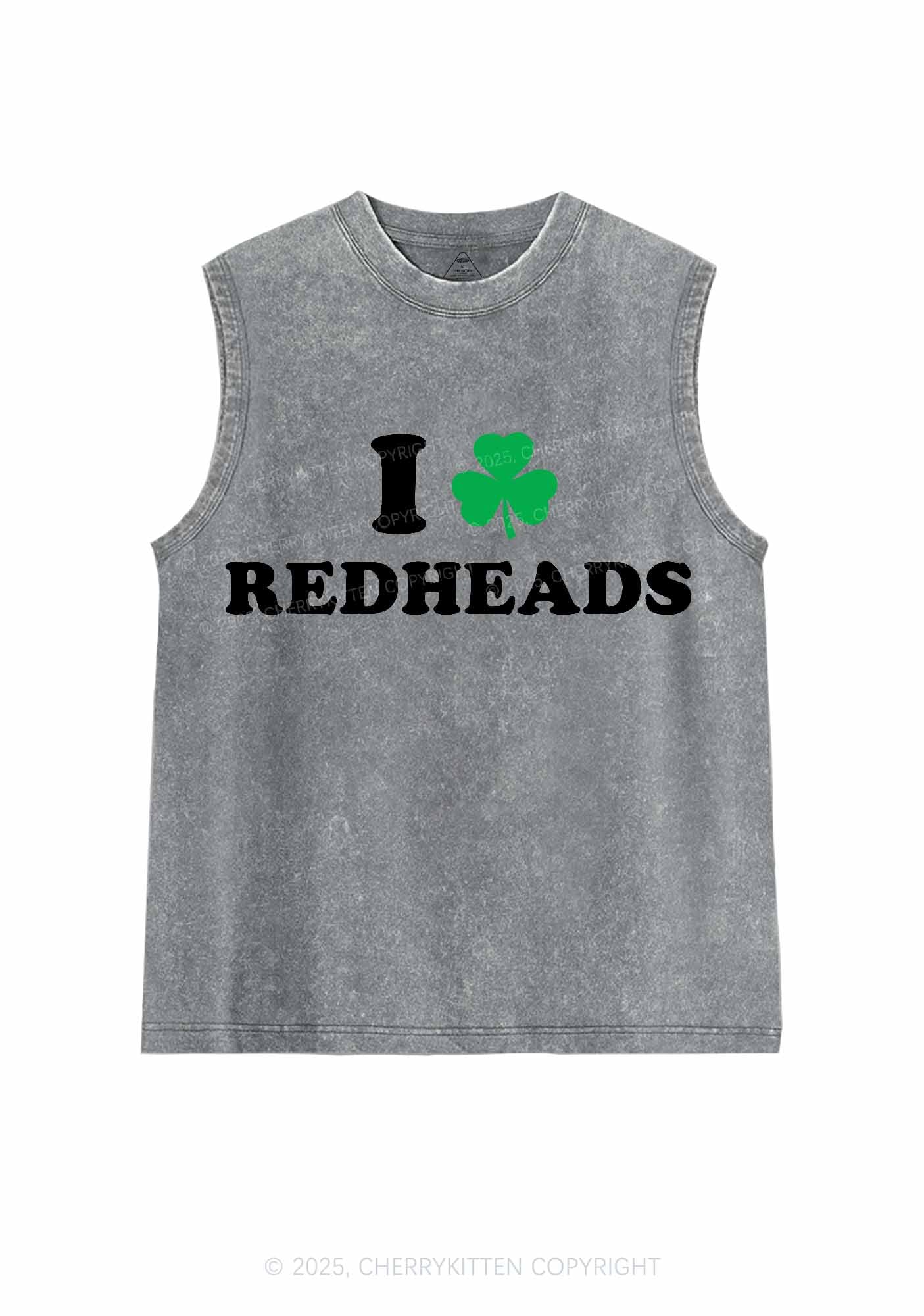 I Love Redheads St Patricks Y2K Washed Tank Cherrykitten - Image 5
