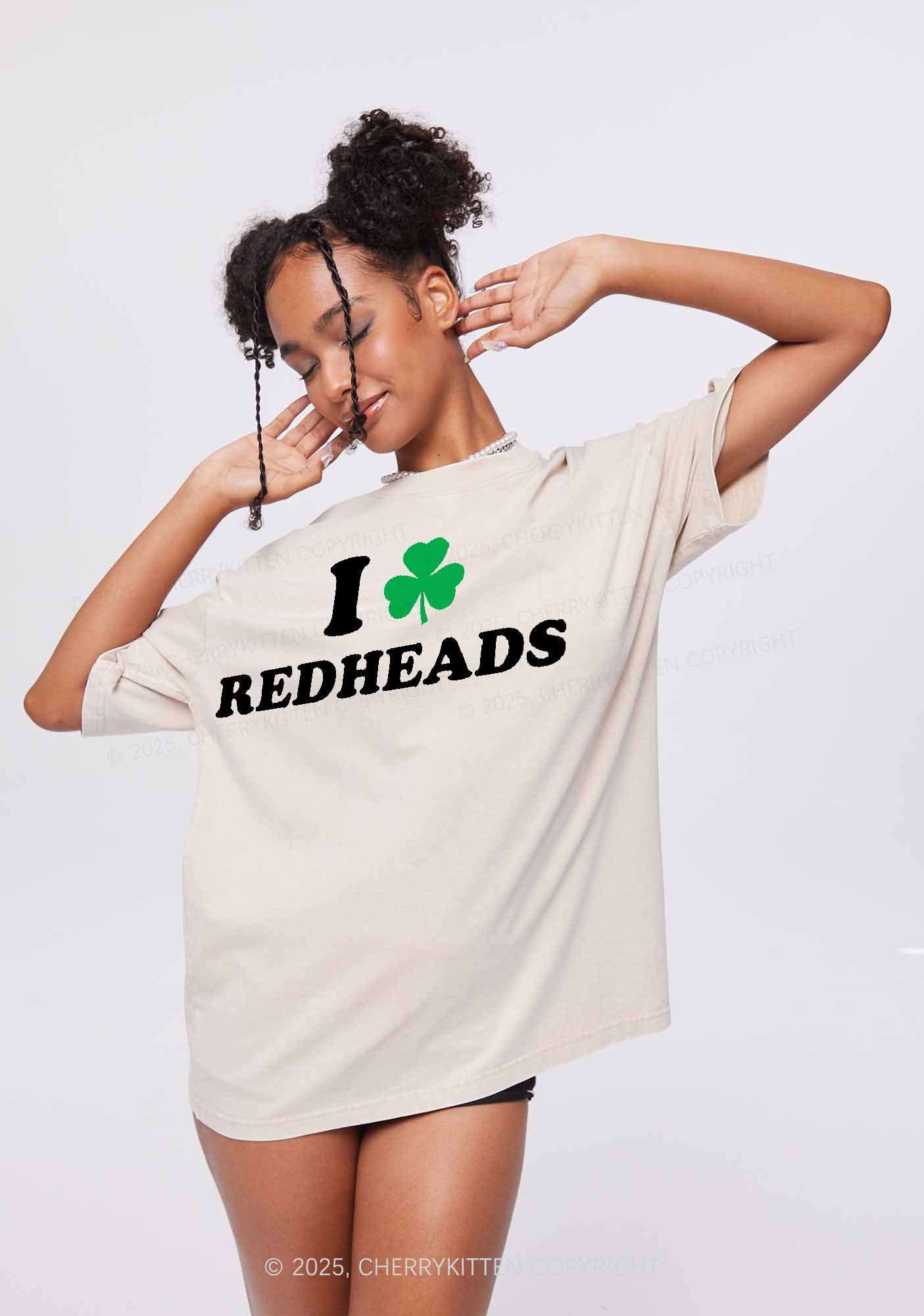 I Love Redheads St Patricks Y2K Washed Tee Cherrykitten - Image 3