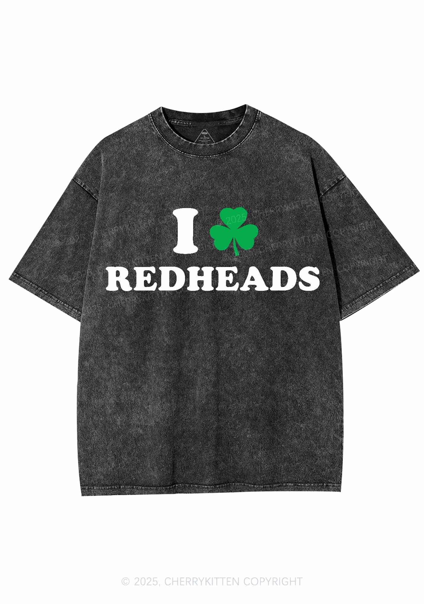 I Love Redheads St Patricks Y2K Washed Tee Cherrykitten - Image 4
