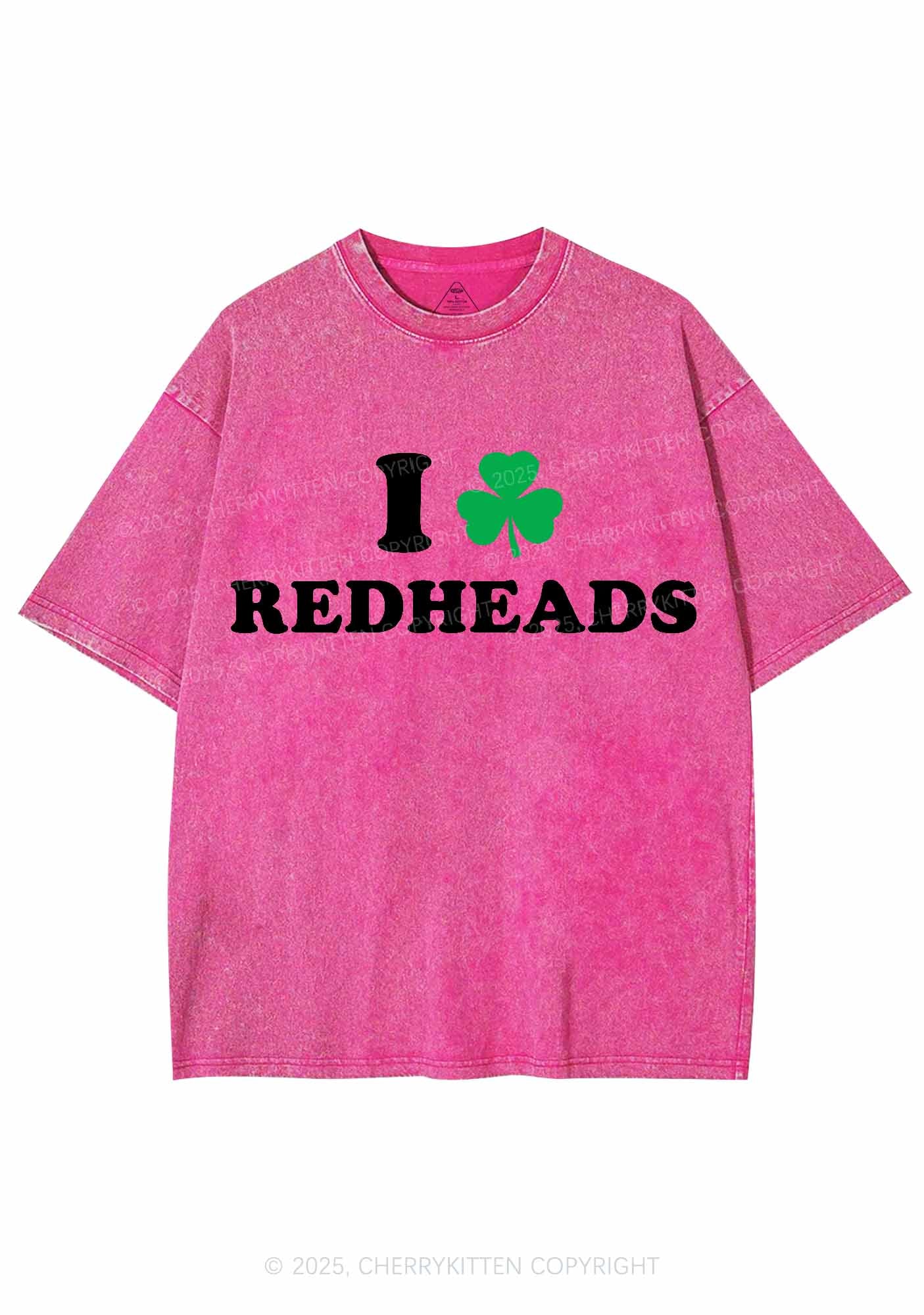 I Love Redheads St Patricks Y2K Washed Tee Cherrykitten - Image 5