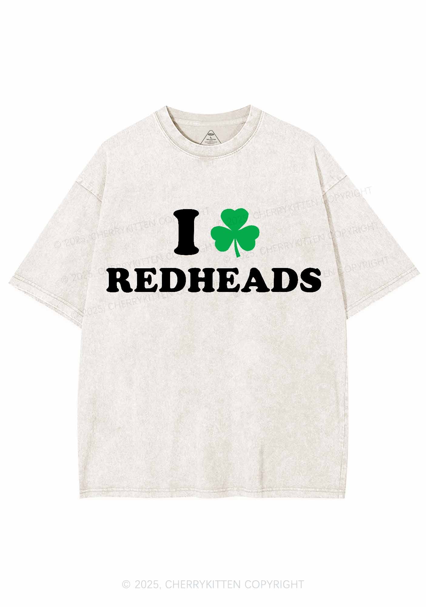 I Love Redheads St Patricks Y2K Washed Tee Cherrykitten - Image 6