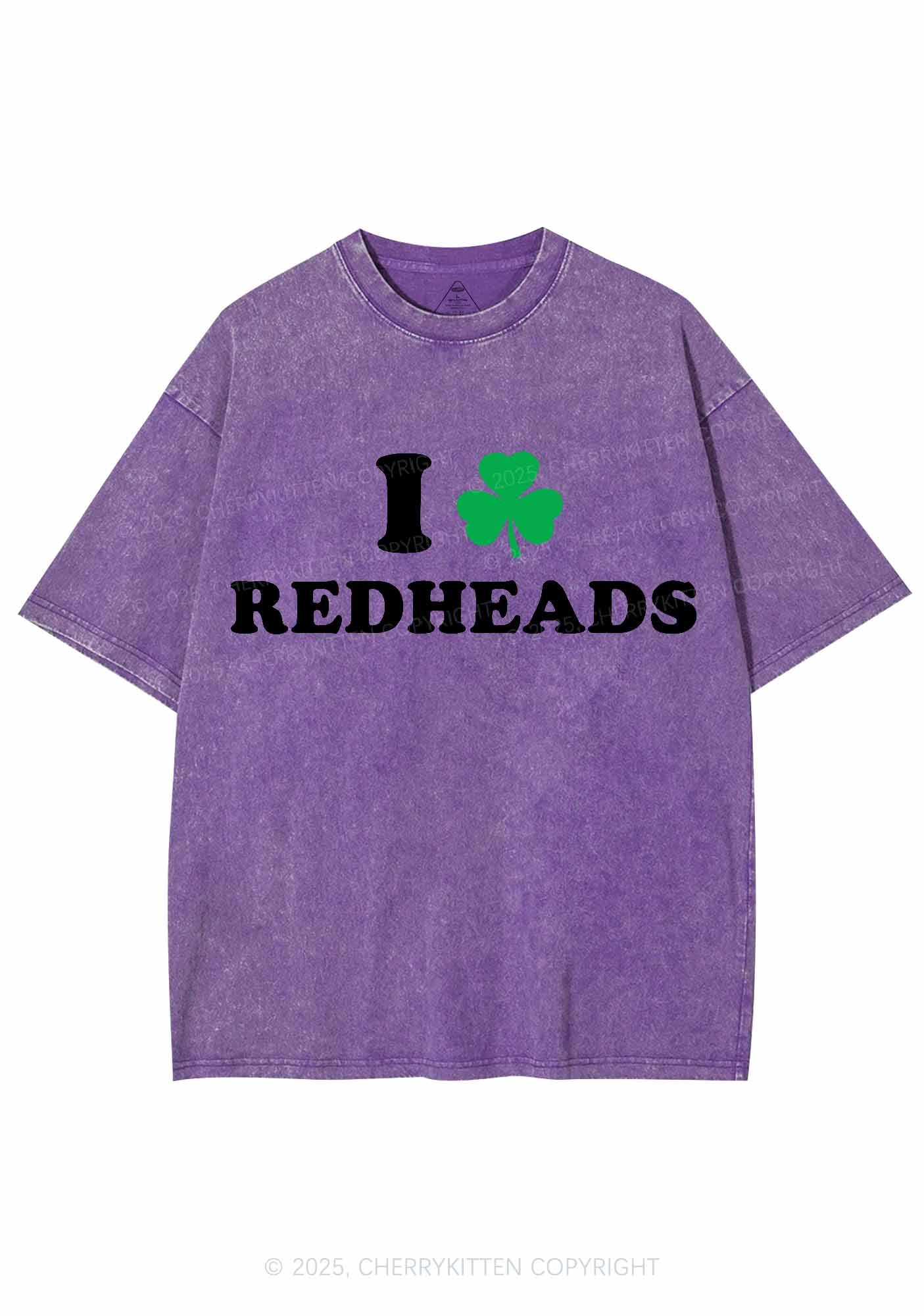 I Love Redheads St Patricks Y2K Washed Tee Cherrykitten - Image 7
