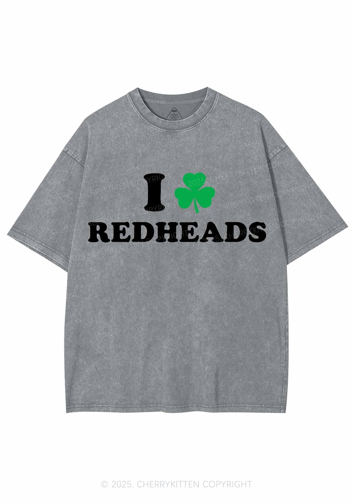 I Love Redheads St Patricks Y2K Washed Tee Cherrykitten - Image 8