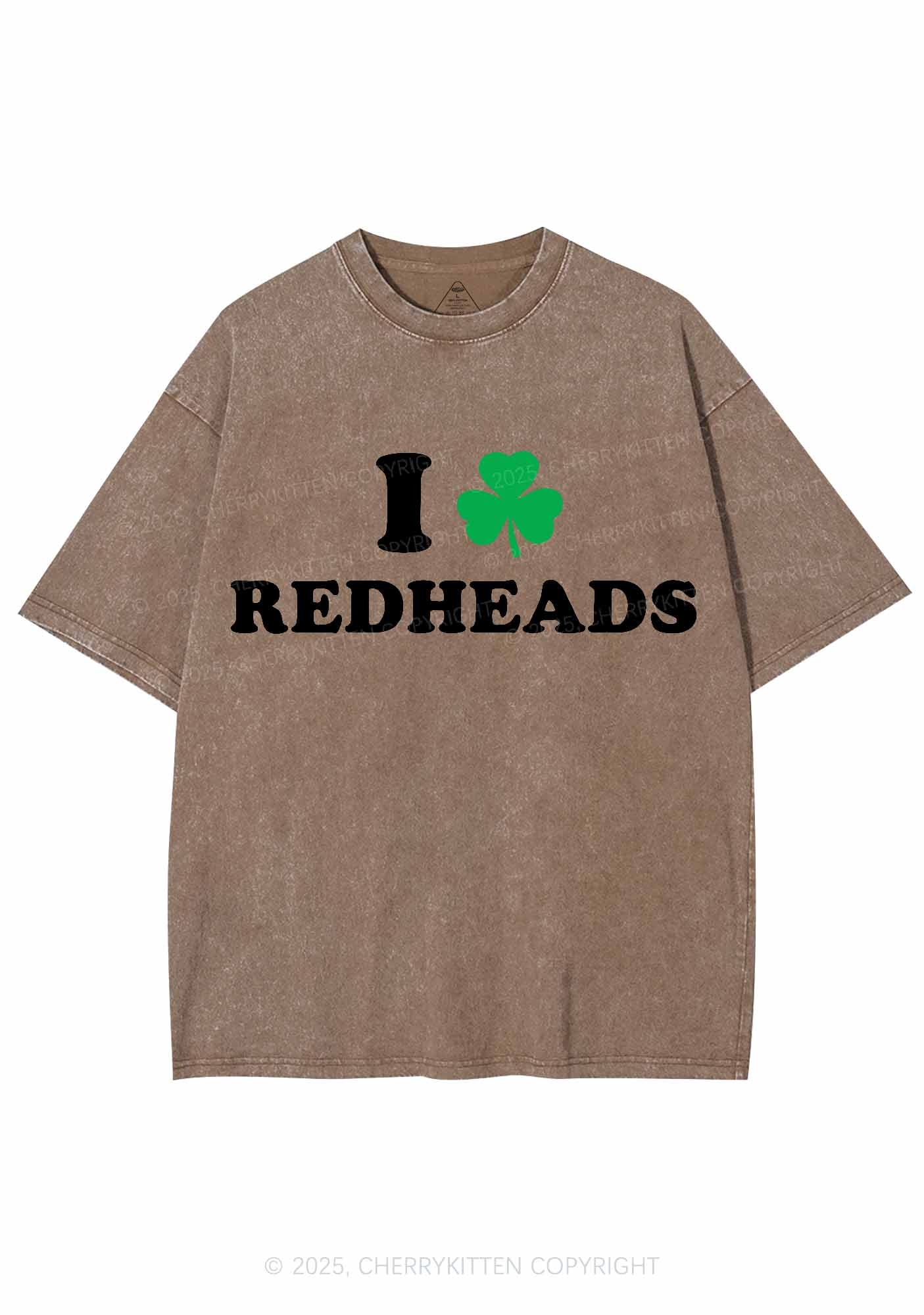 I Love Redheads St Patricks Y2K Washed Tee Cherrykitten - Image 9