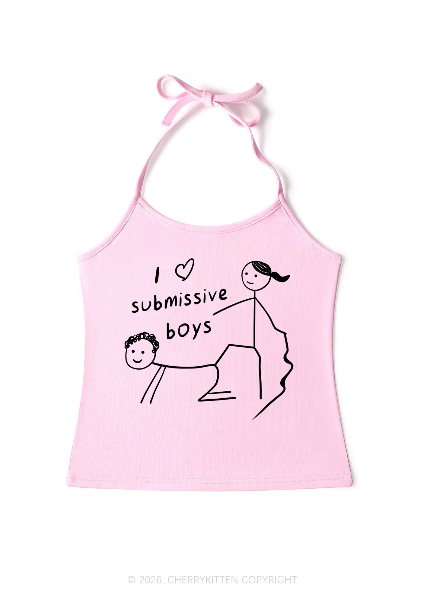 I Love S Boys Valentine's Day Y2K Halter Neck Cami Cherrykitten - Image 3