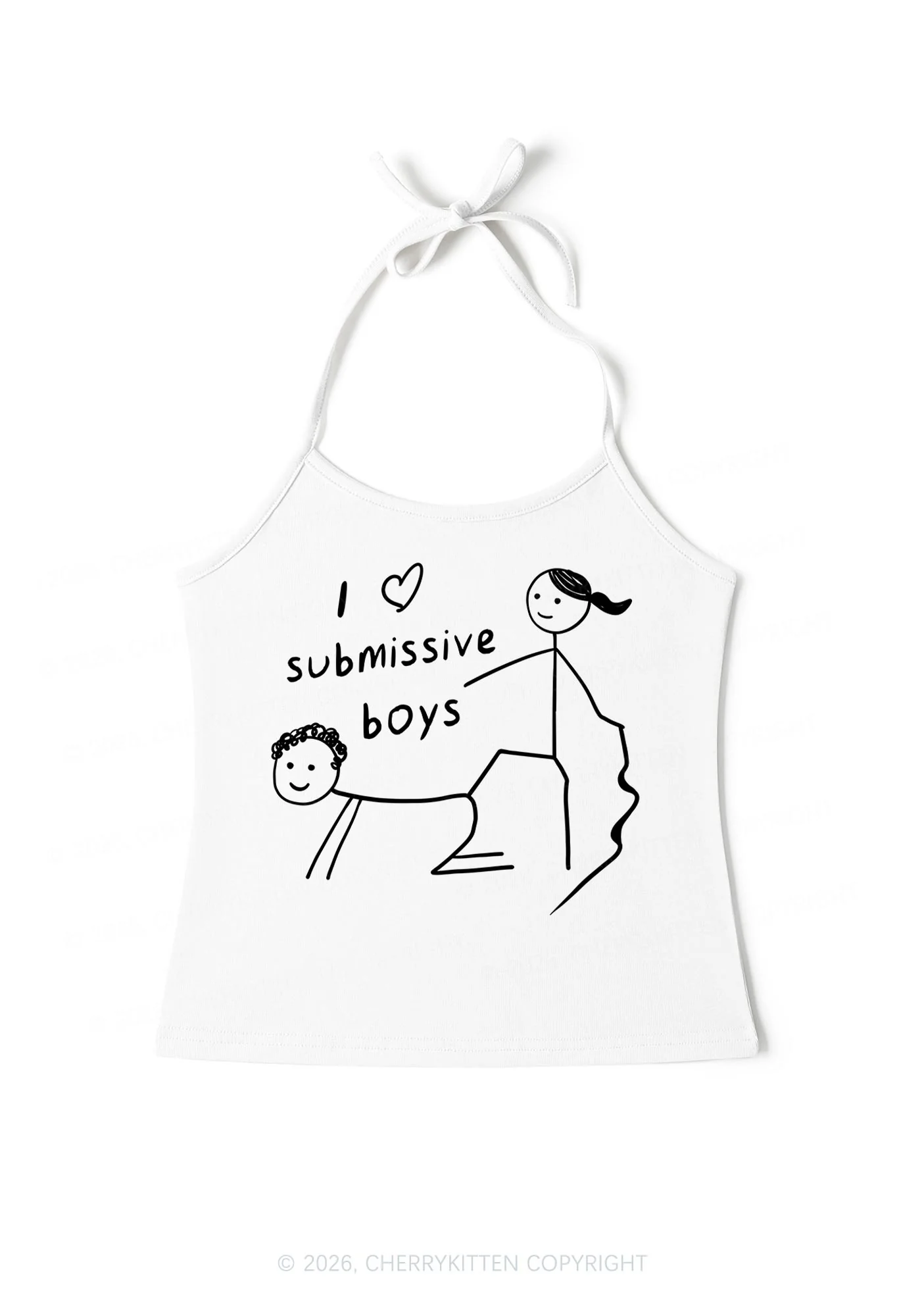 I Love S Boys Valentine's Day Y2K Halter Neck Cami Cherrykitten - Image 4
