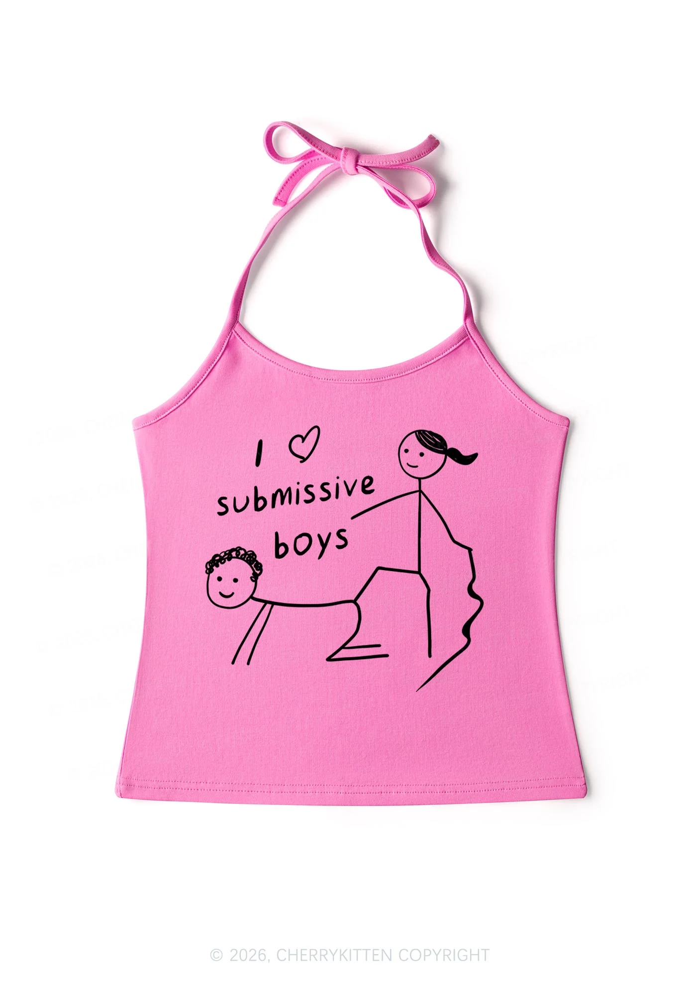 I Love S Boys Valentine's Day Y2K Halter Neck Cami Cherrykitten - Image 5