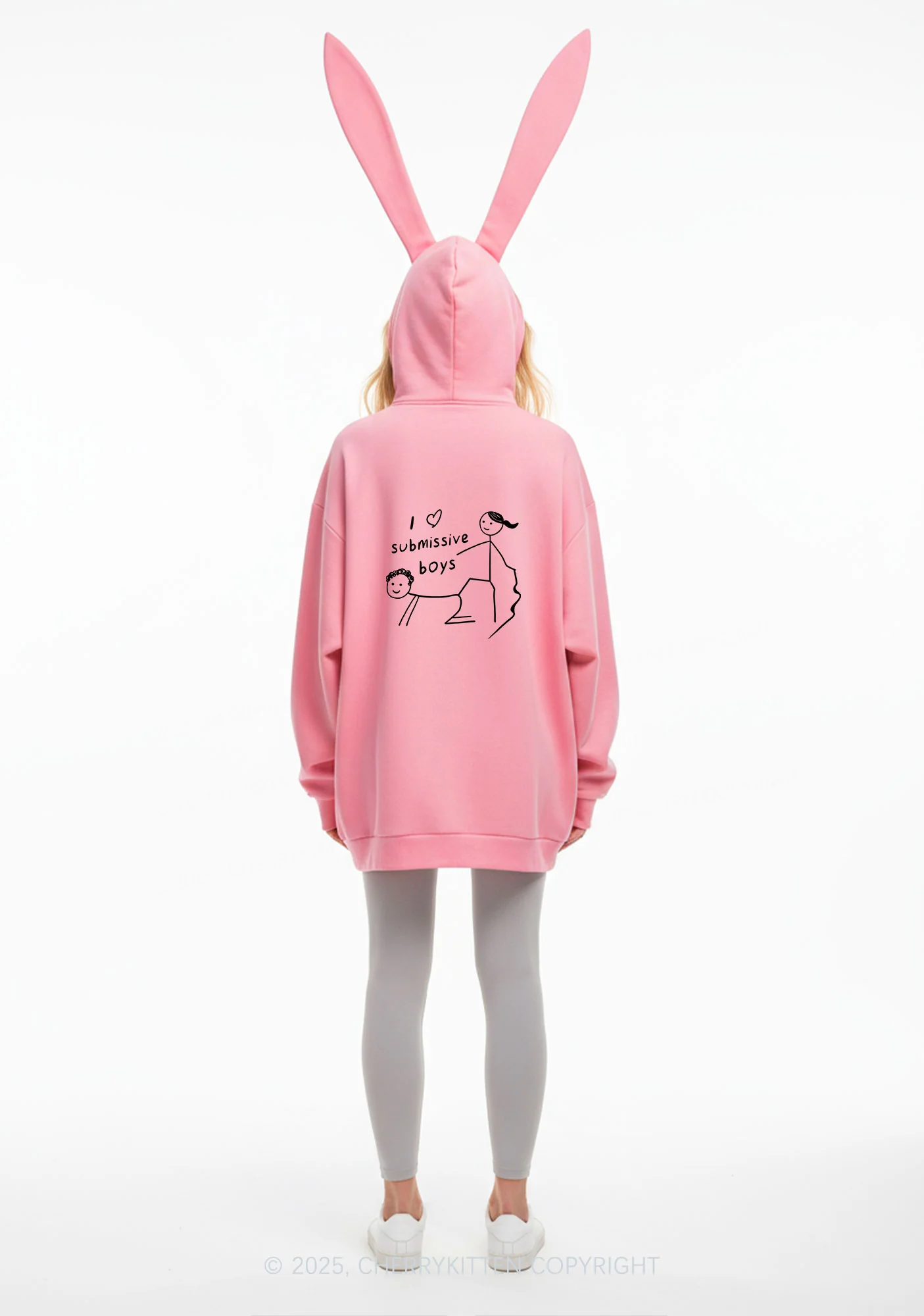 I Love S Boys Y2K Bunny Ear Zip Hoodie Cherrykitten - Image 2