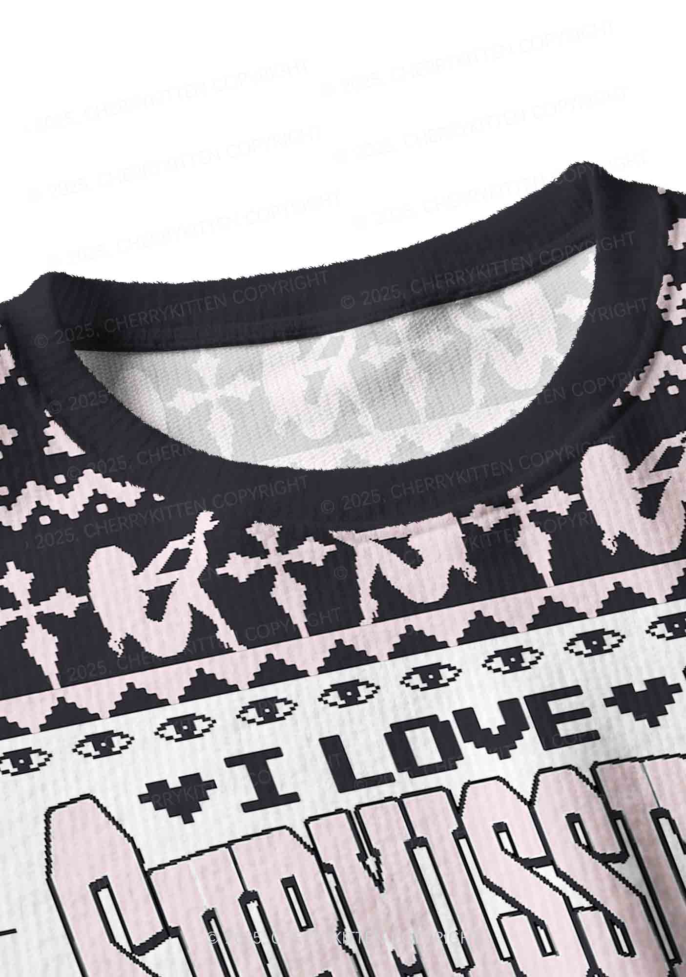I Love S Boys Y2K Christmas Crop Knit Sweatshirt Cherrykitten - Image 4