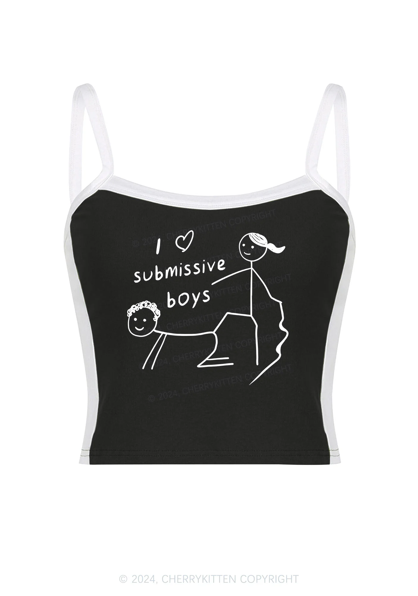 I Love S Boys Y2K Color Block Crop Cami Top Cherrykitten - Image 3