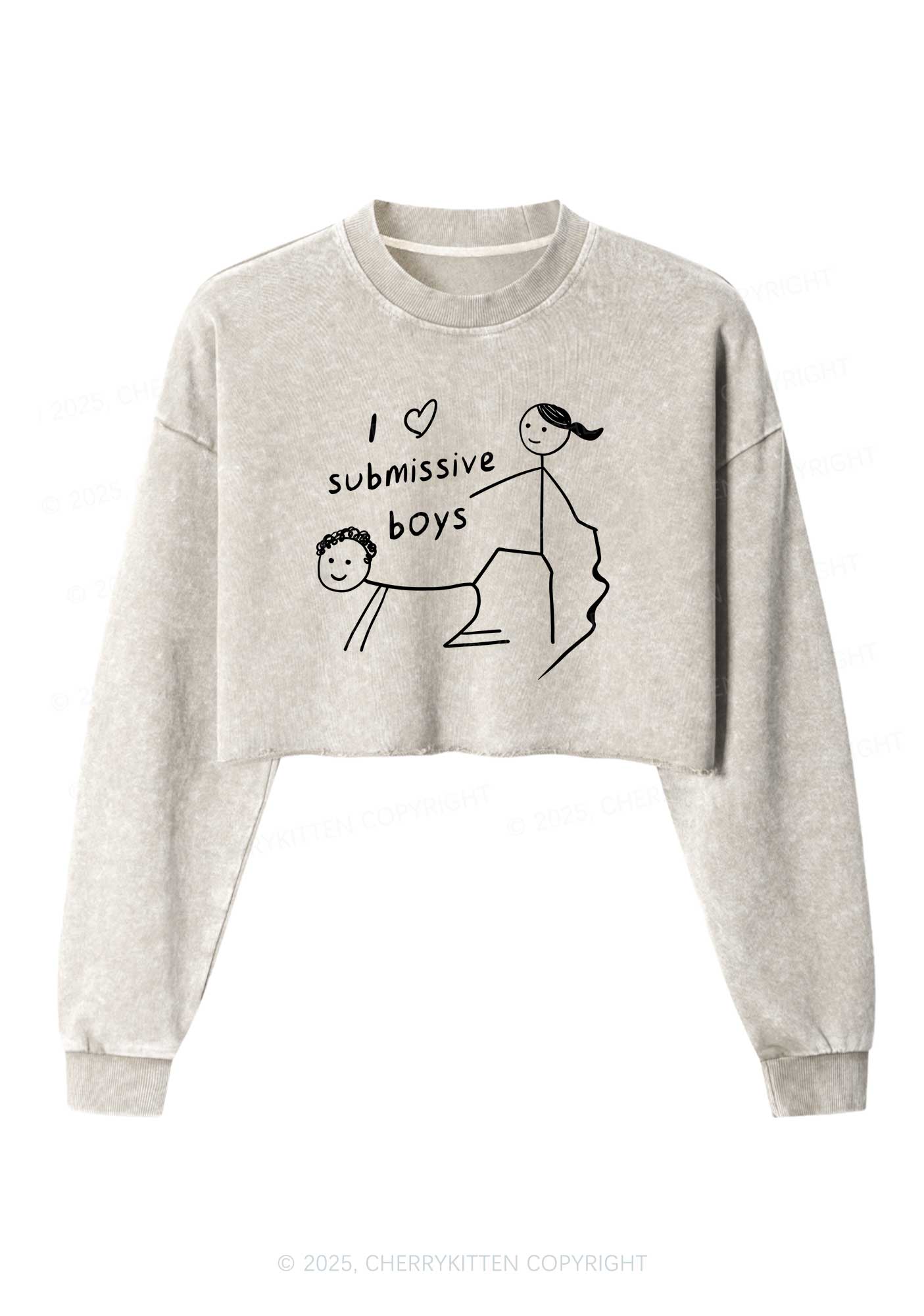 I Love S Boys Y2K Crop Washed Sweatshirts Cherrykitten - Image 3