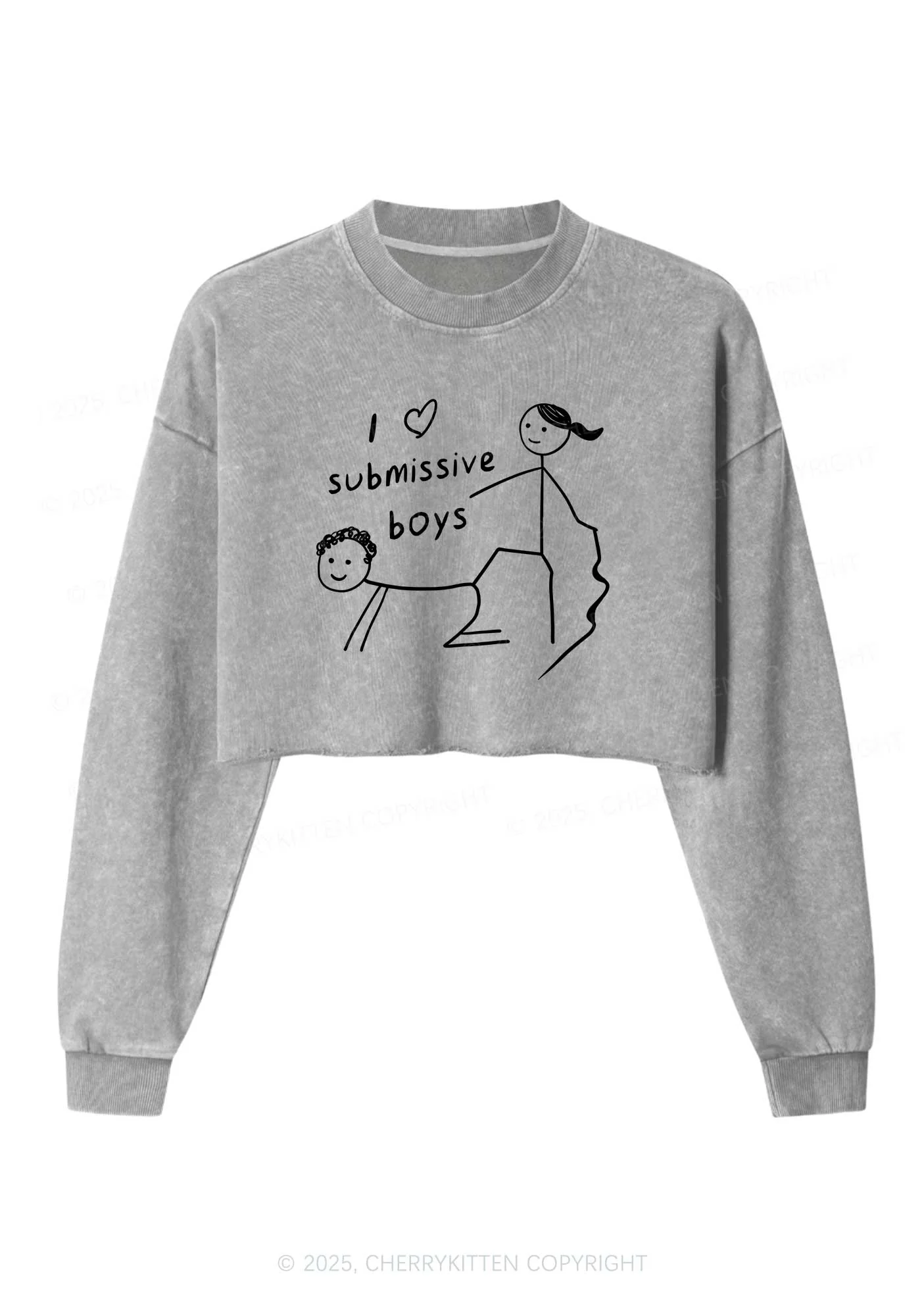 I Love S Boys Y2K Crop Washed Sweatshirts Cherrykitten - Image 4