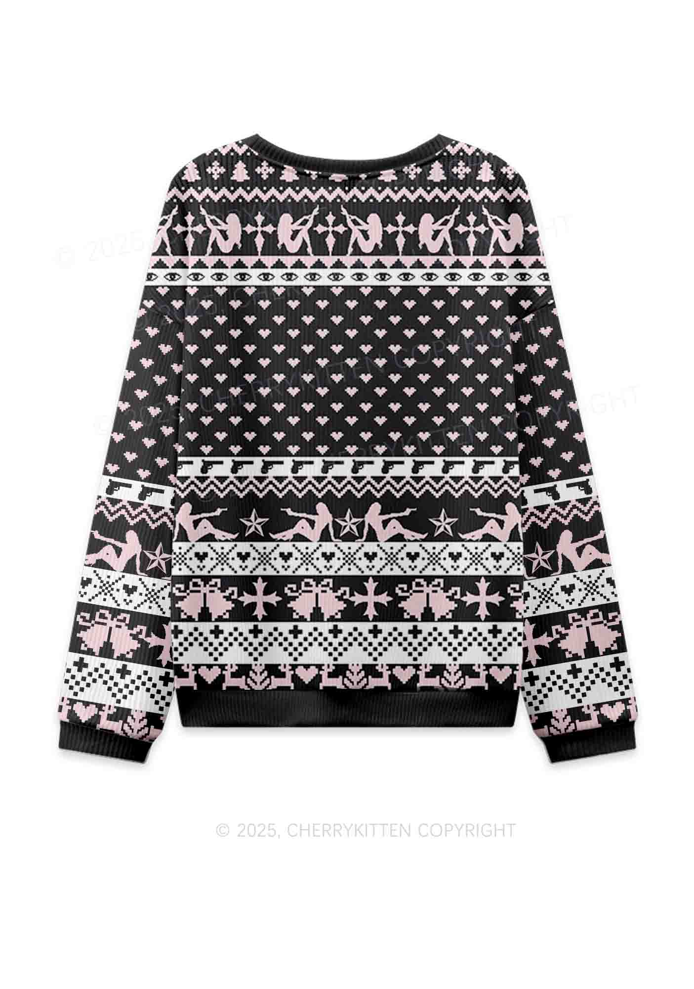 I Love S Boys Y2K Christmas Knit Sweatshirt Cherrykitten - Image 2